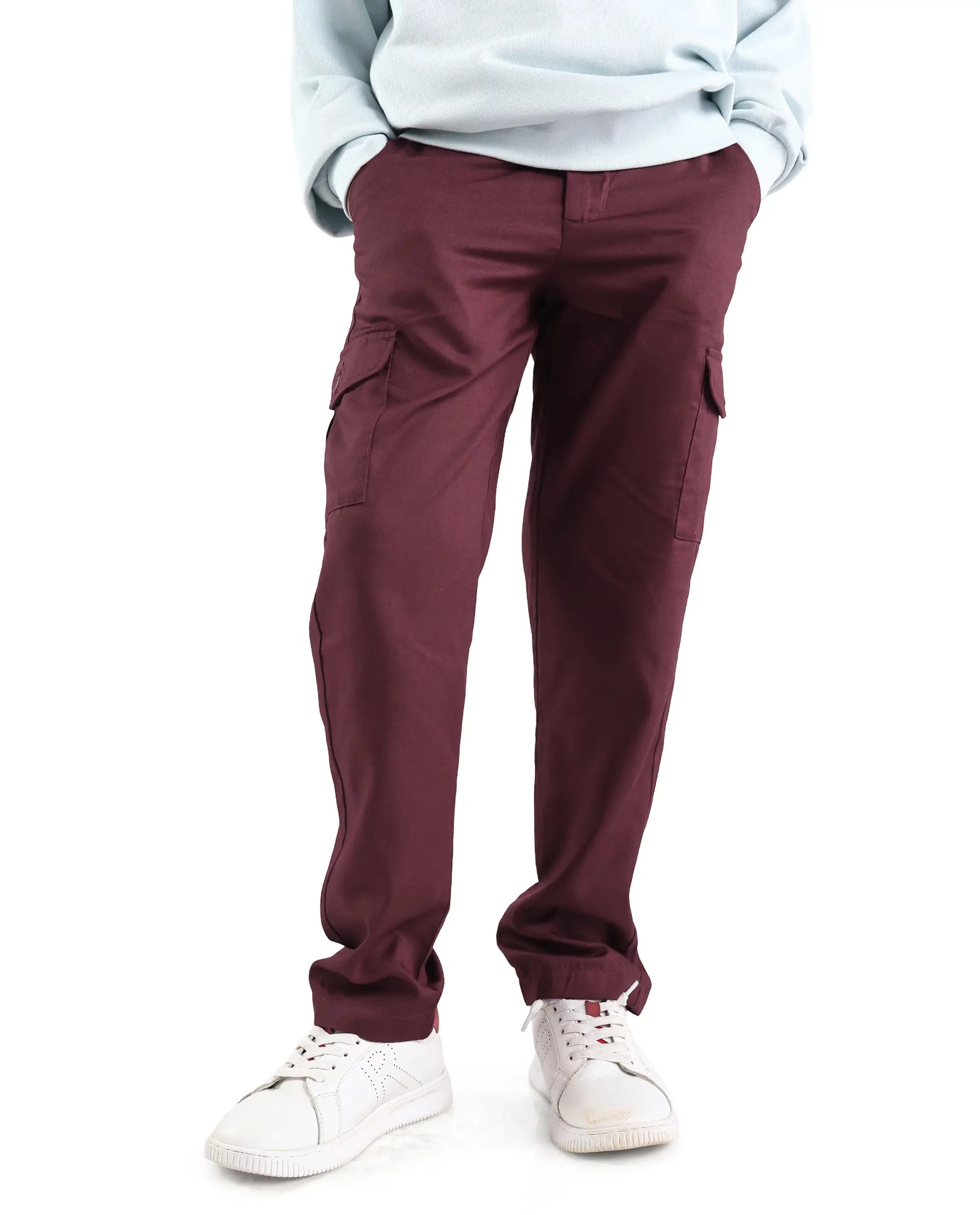 Rare Ones Kids Glin-B Maroon Lyocell Blend Solid Button Closure Regular Fit Trouser
