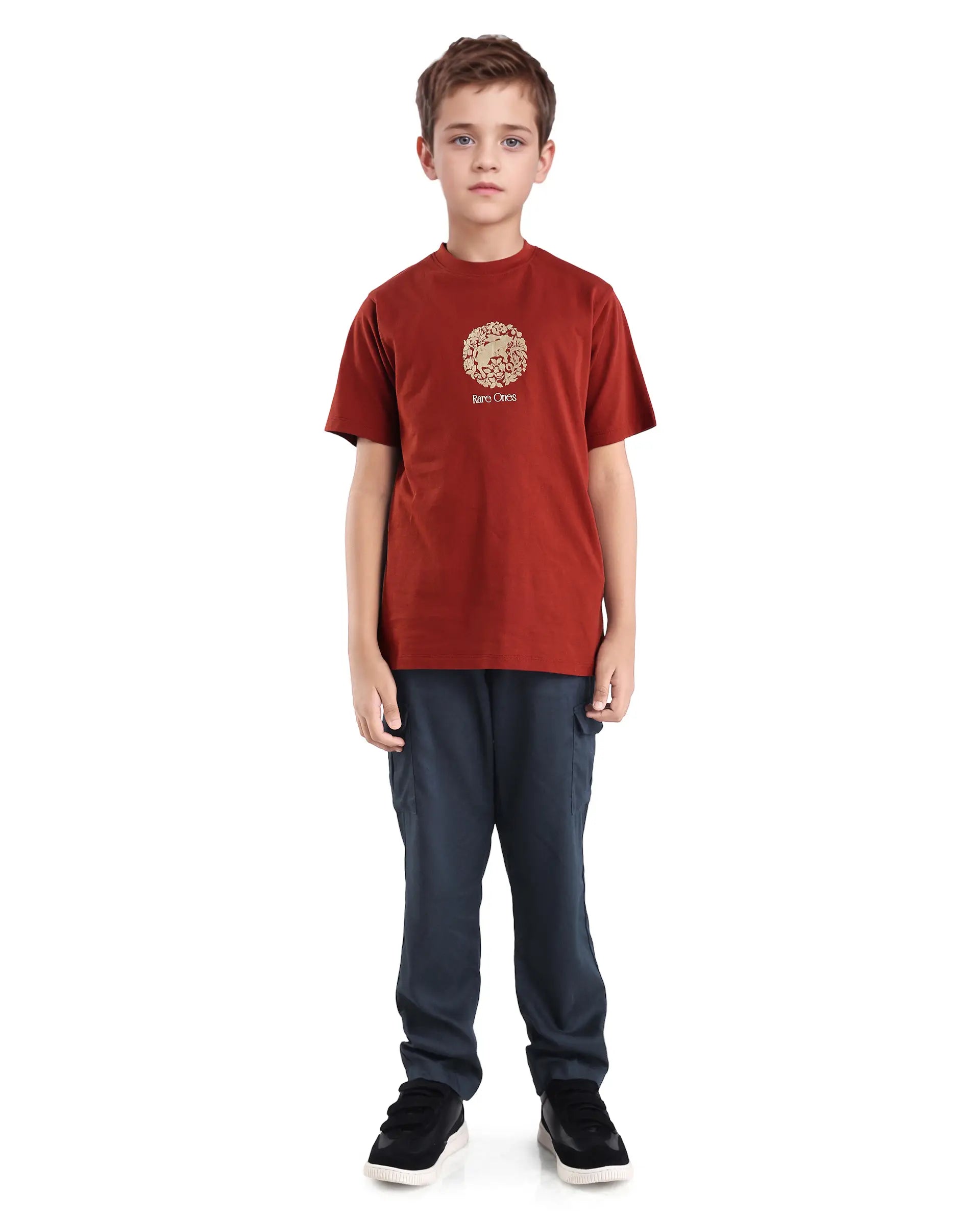 Rare Ones Kids Glin-B Navy Lyocell Blend Solid Button Closure Regular Fit Trouser