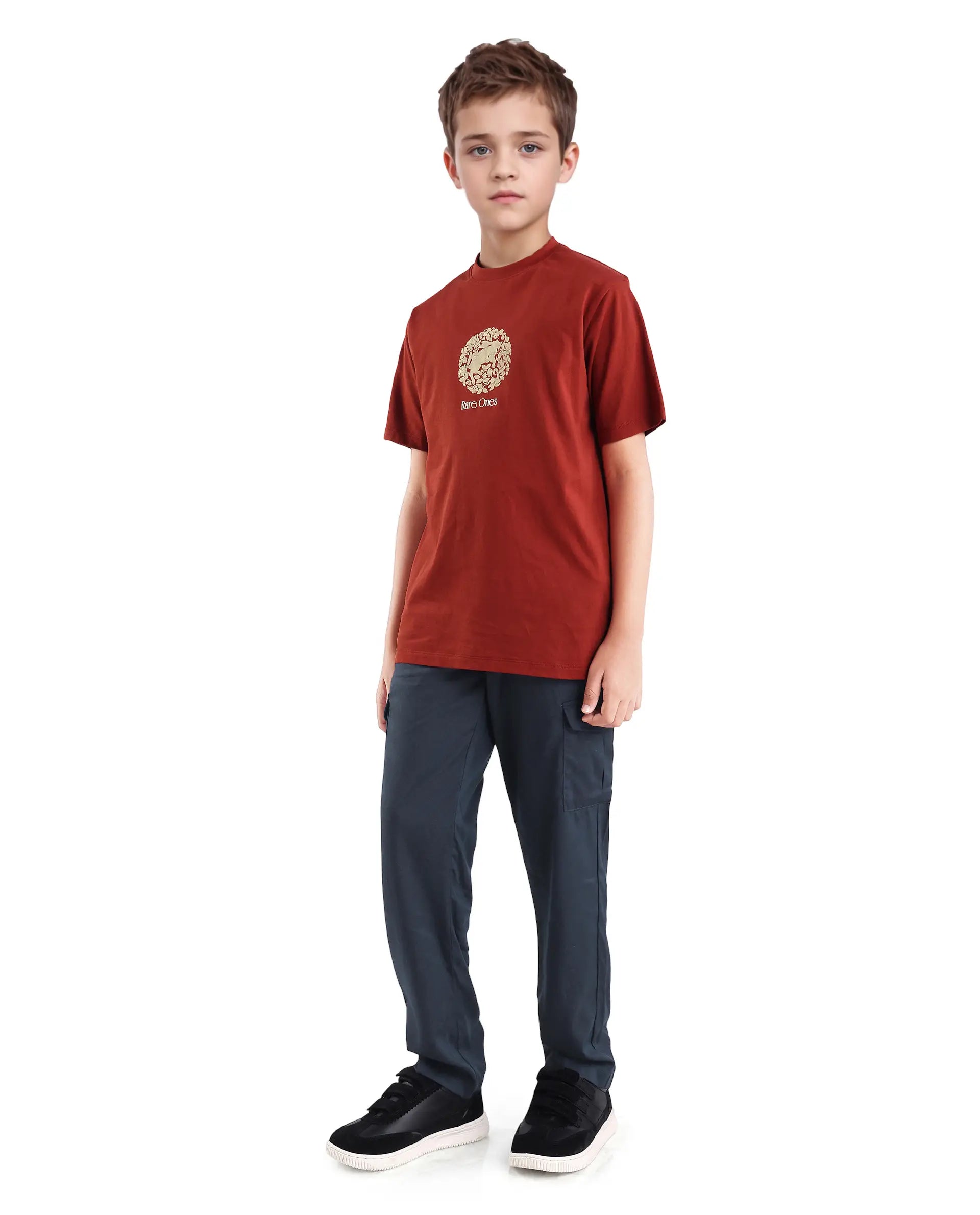 Rare Ones Kids Glin-B Navy Lyocell Blend Solid Button Closure Regular Fit Trouser