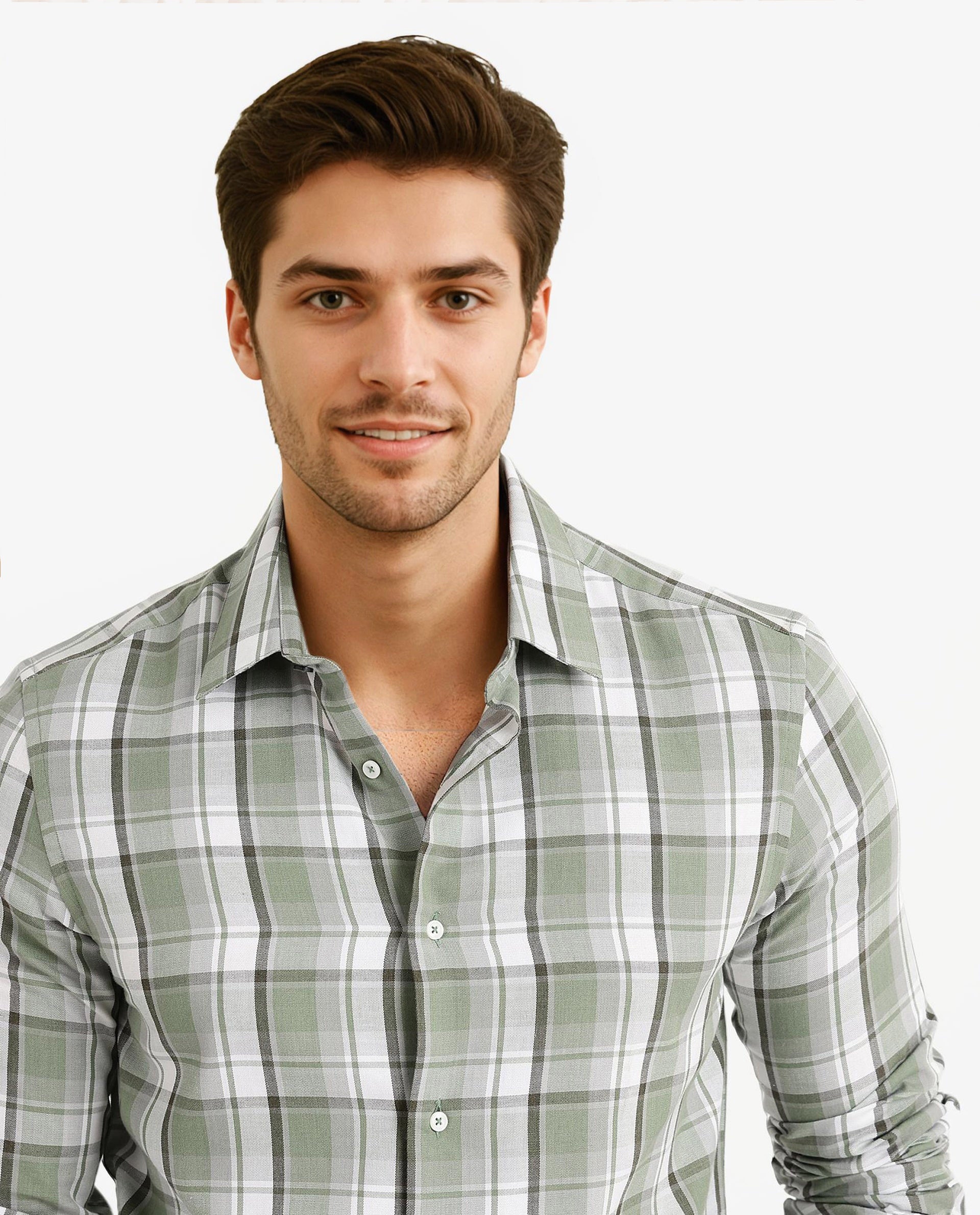 Rare Rabbit Men Greg Green Cotton Polyester Fabric Full Sleeve Collared Neck Regular Fit Check Print Shirt