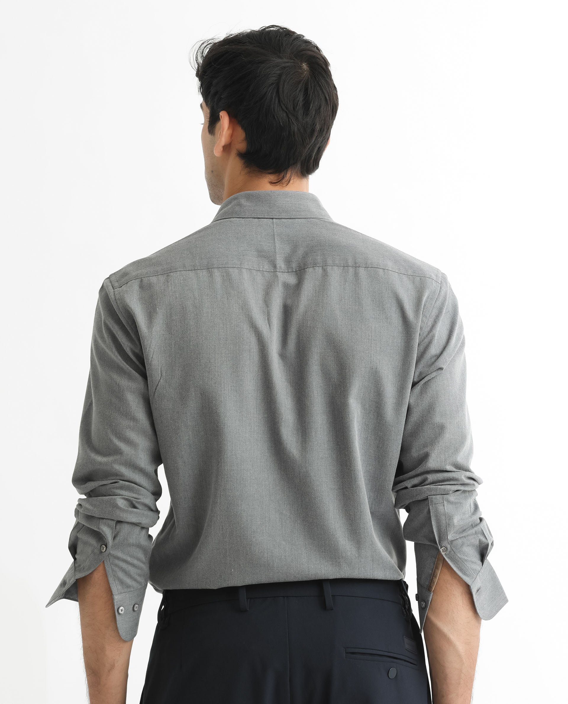 Rare Rabbit Men's Gunjan Navy Full Sleeves Solid Shirt