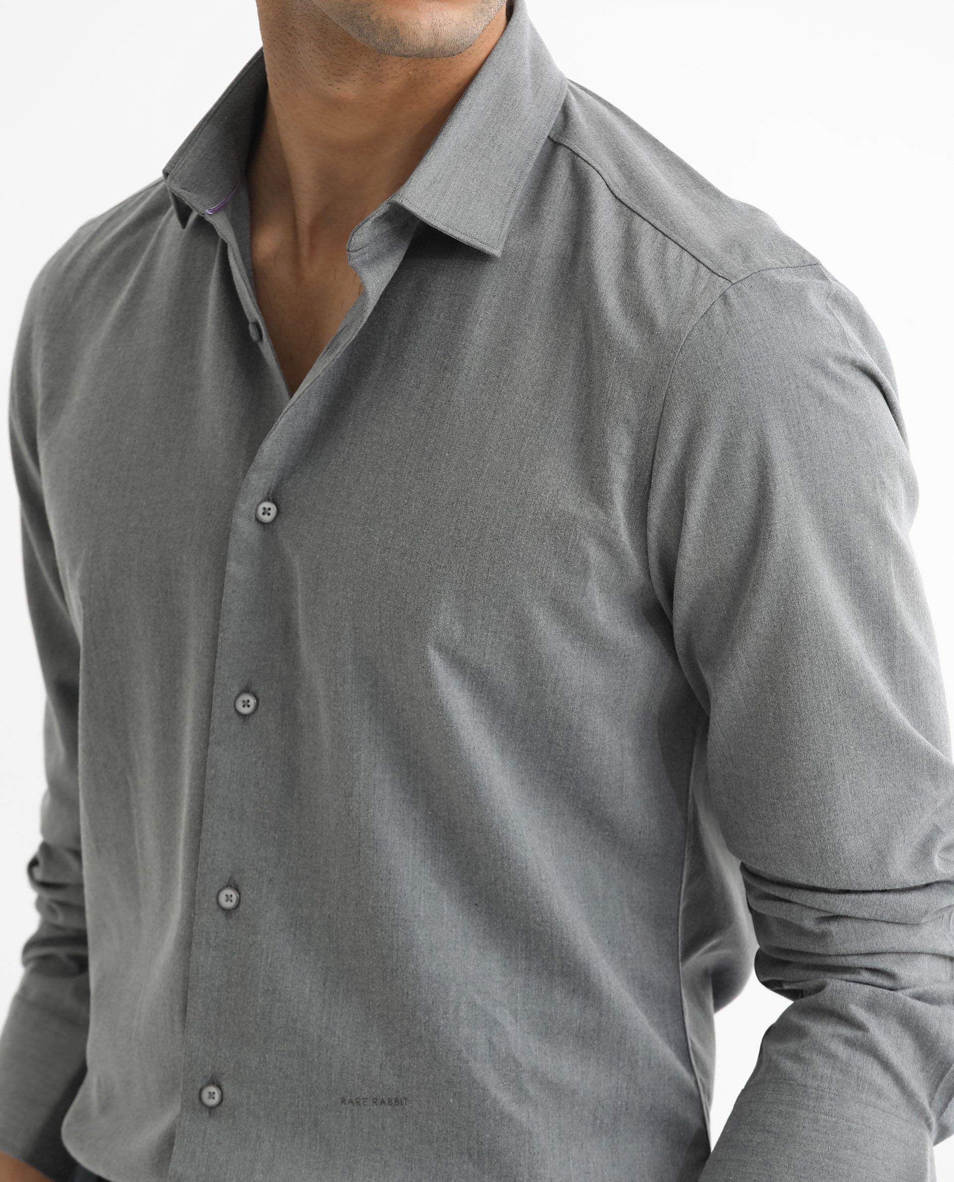 Rare Rabbit Men's Gunjan Navy Full Sleeves Solid Shirt