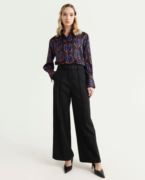 Buy Harbe - Black Geometric Print Regular Fit Shirt| Rareism