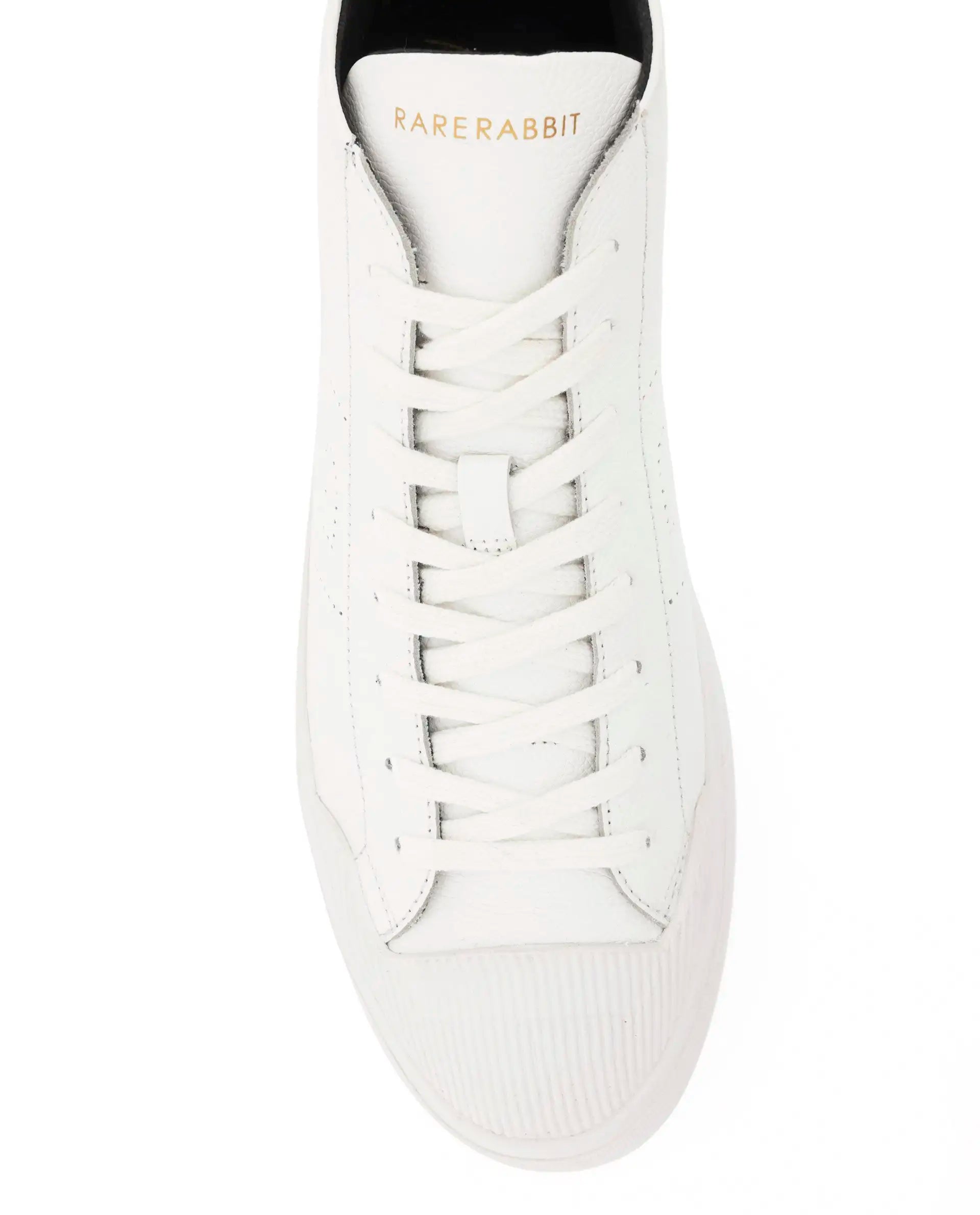 Rare Rabbit Mens Sauron Hi Pro White Premium Milled Leather Lace Up High Top Round Toe Sneaker Shoes