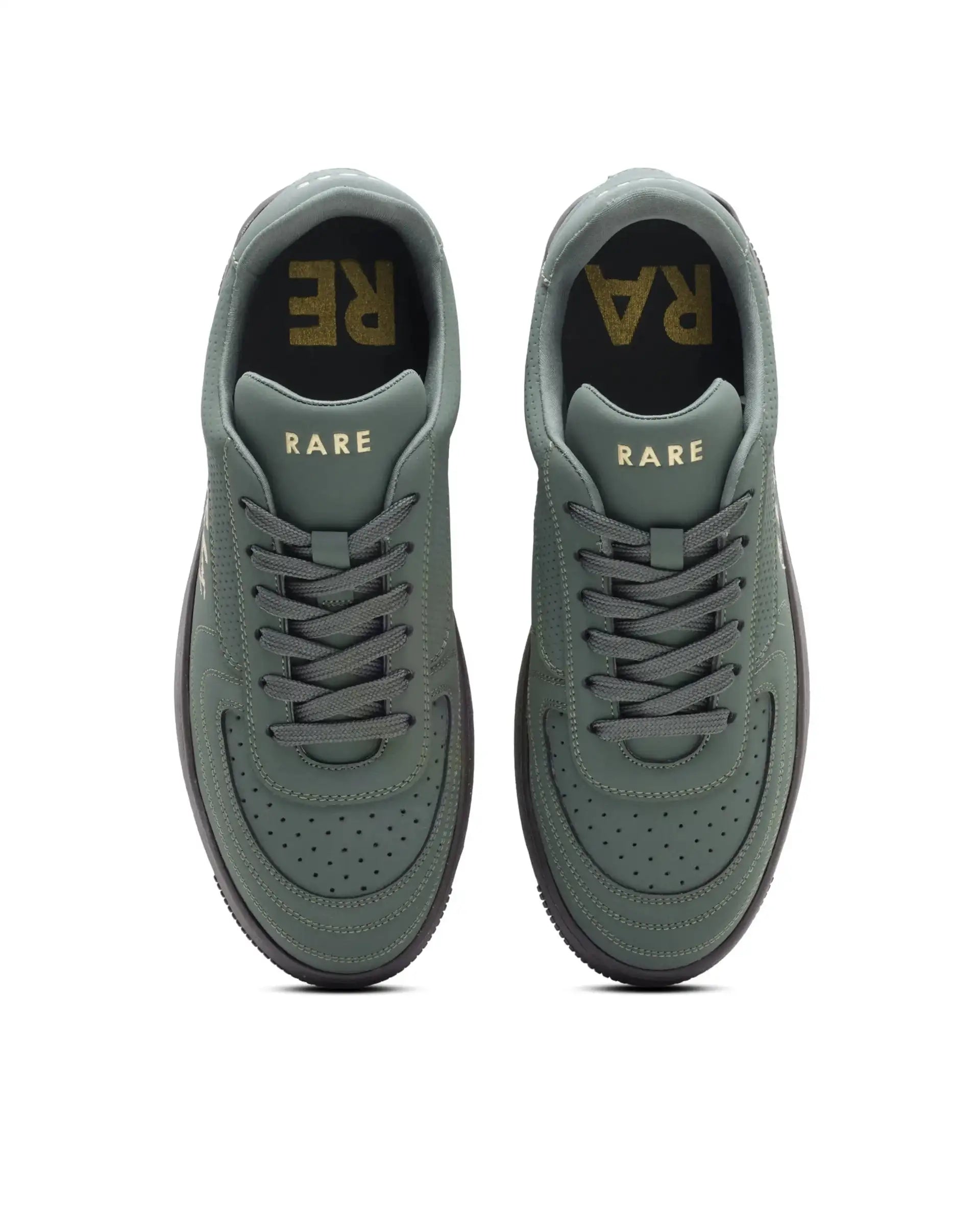 Rare Rabbit Men's Agno Olive Micro Leather Sneaker