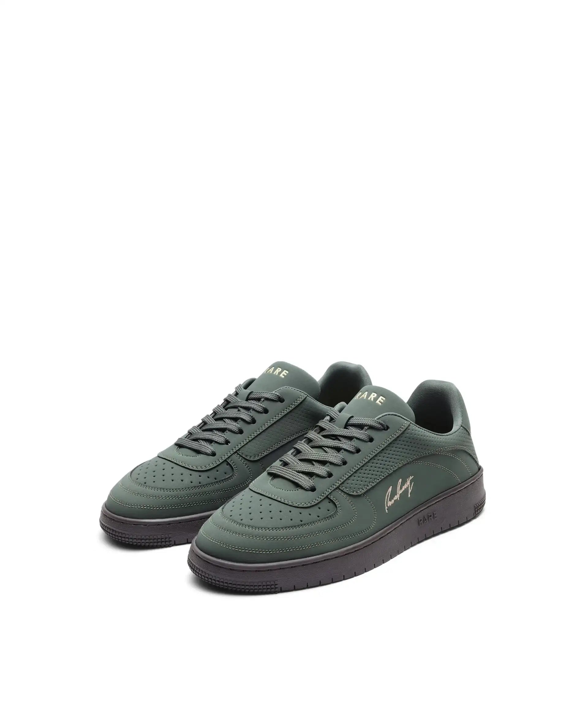 Rare Rabbit Men's Agno Olive Micro Leather Sneaker
