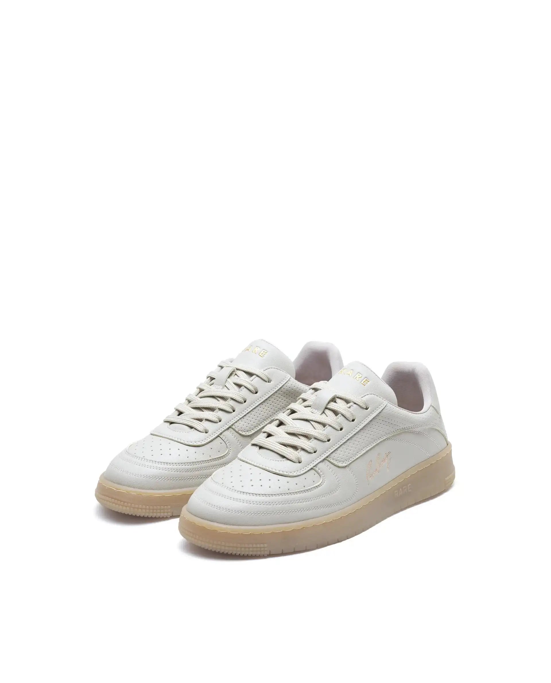 Rare Rabbit Men's Agno Taupe Micro Leather Sneaker