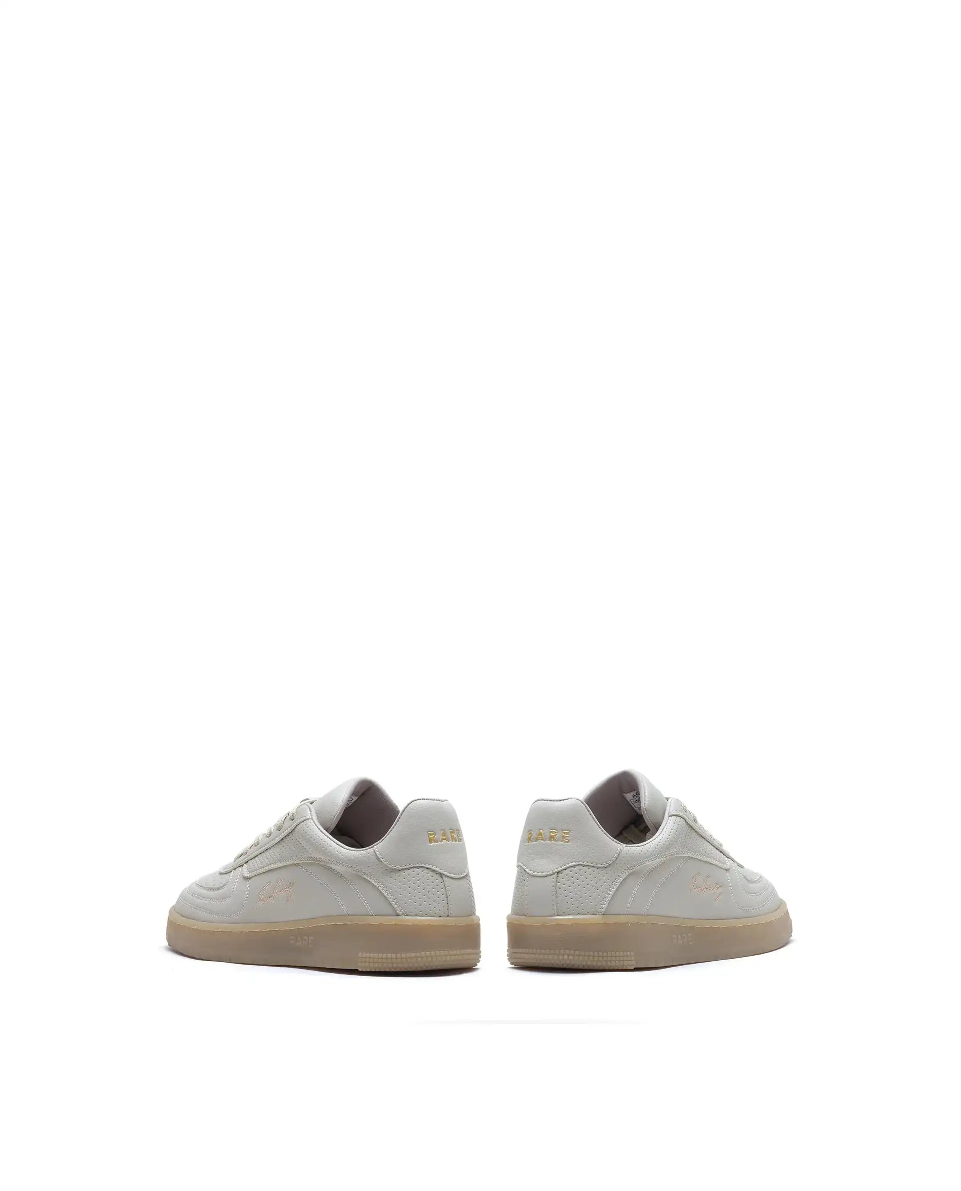 Rare Rabbit Men's Agno Taupe Micro Leather Sneaker