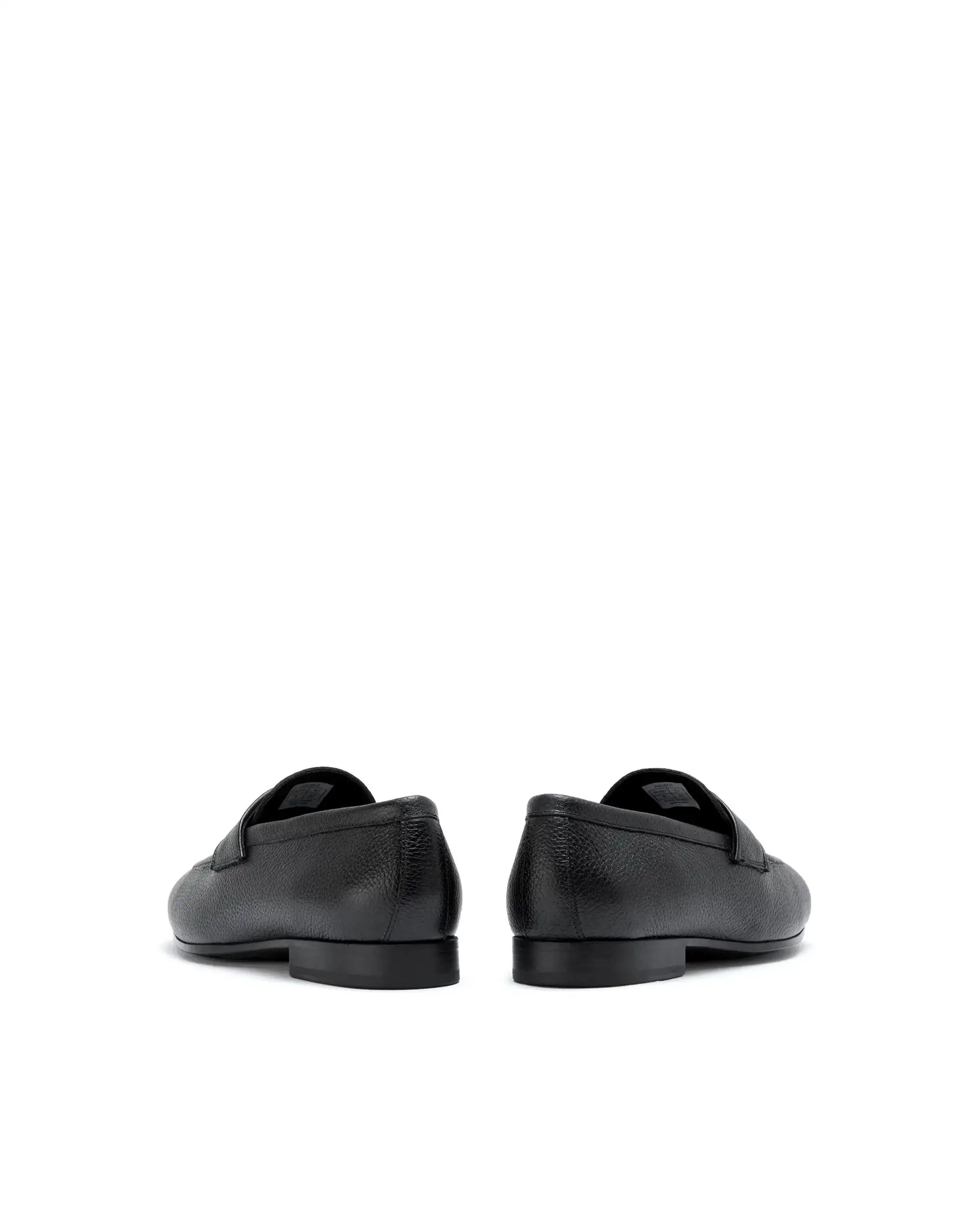 Rare Rabbit Men Ardent Black Milled Leather Penny Saddle Slip-On Loafers