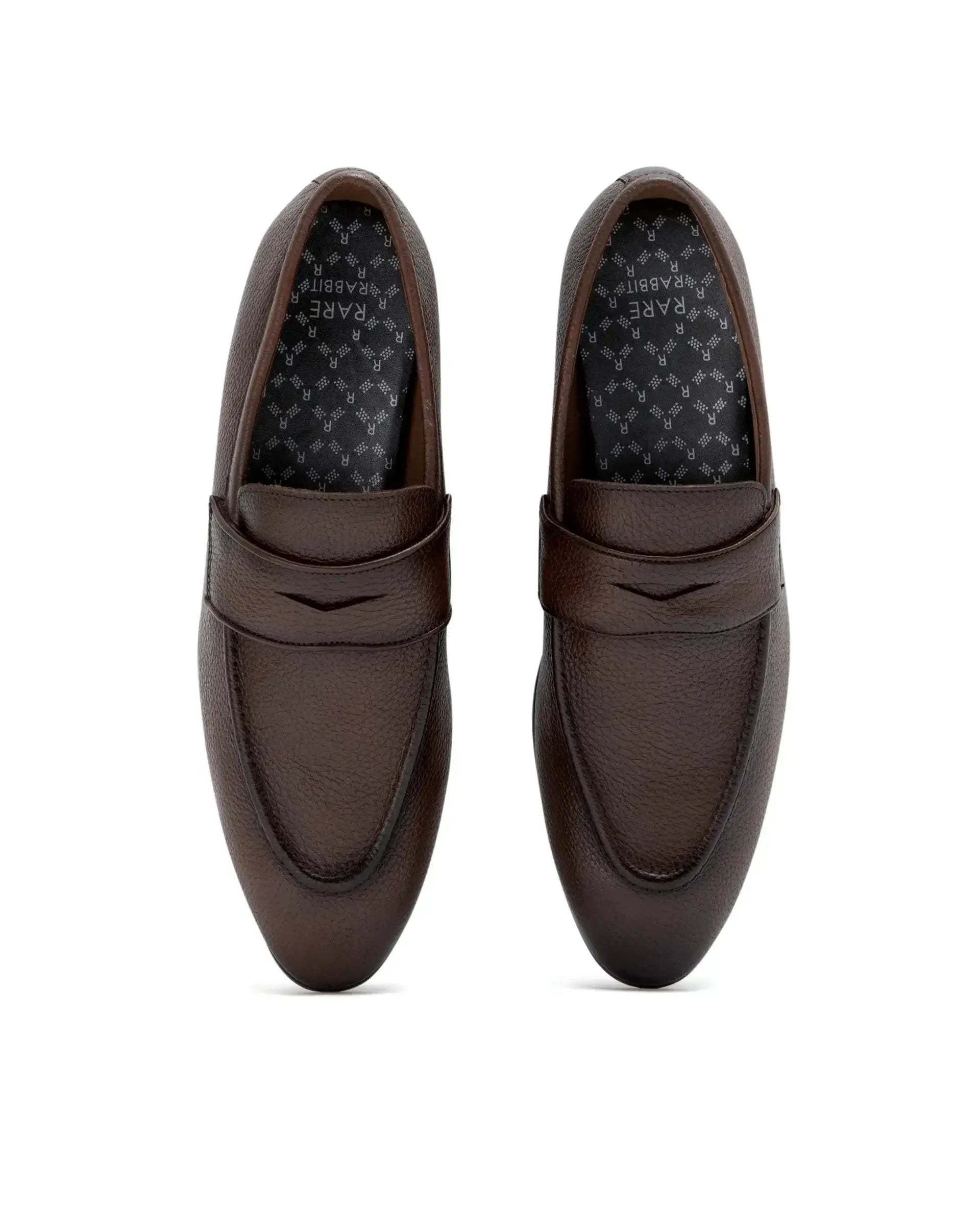 Rare Rabbit Men Ardent Tan Milled Leather Penny Saddle Slip-On Loafers