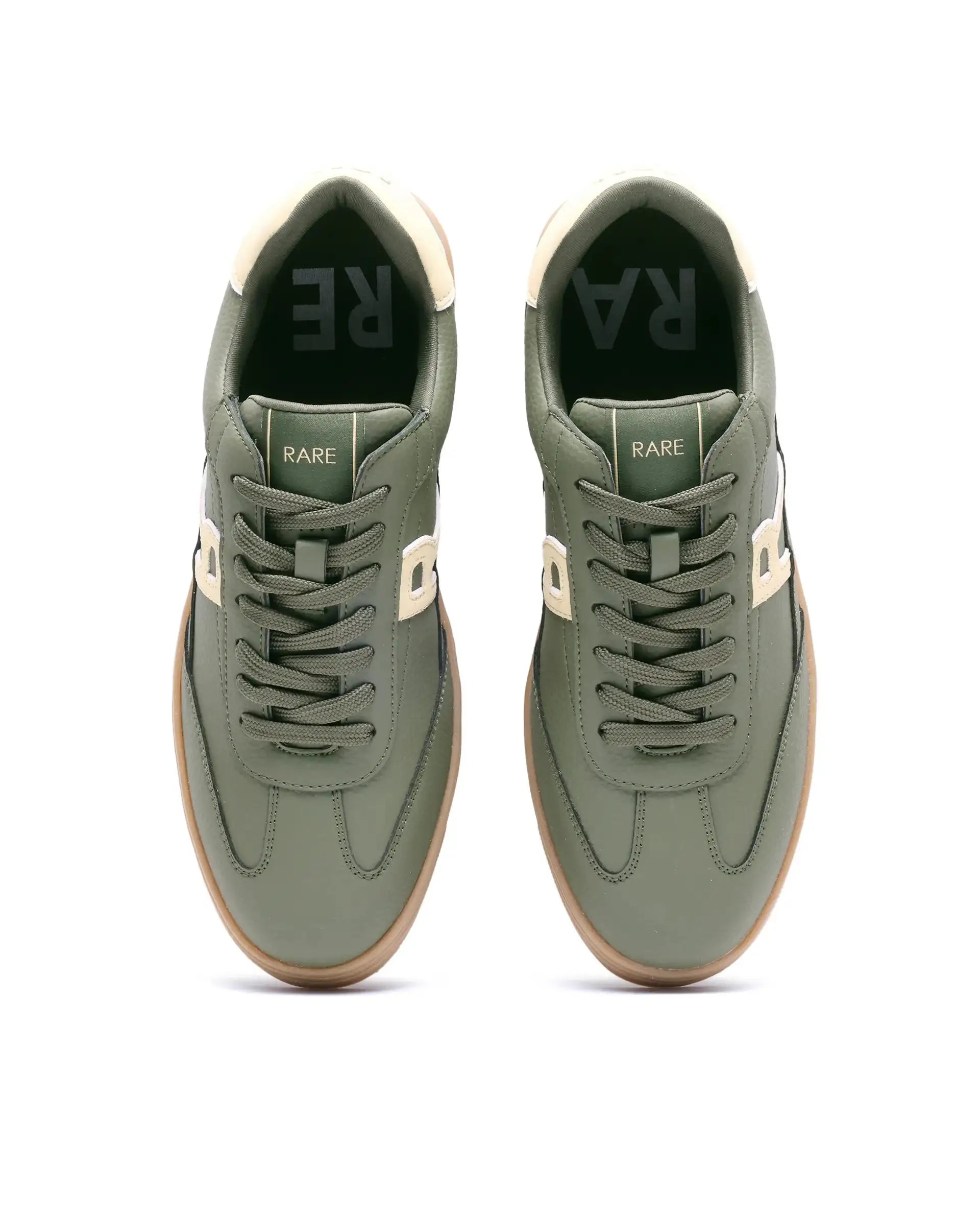 Rare Rabbit Men's Athens Dark Olive Micro Leather Sneaker