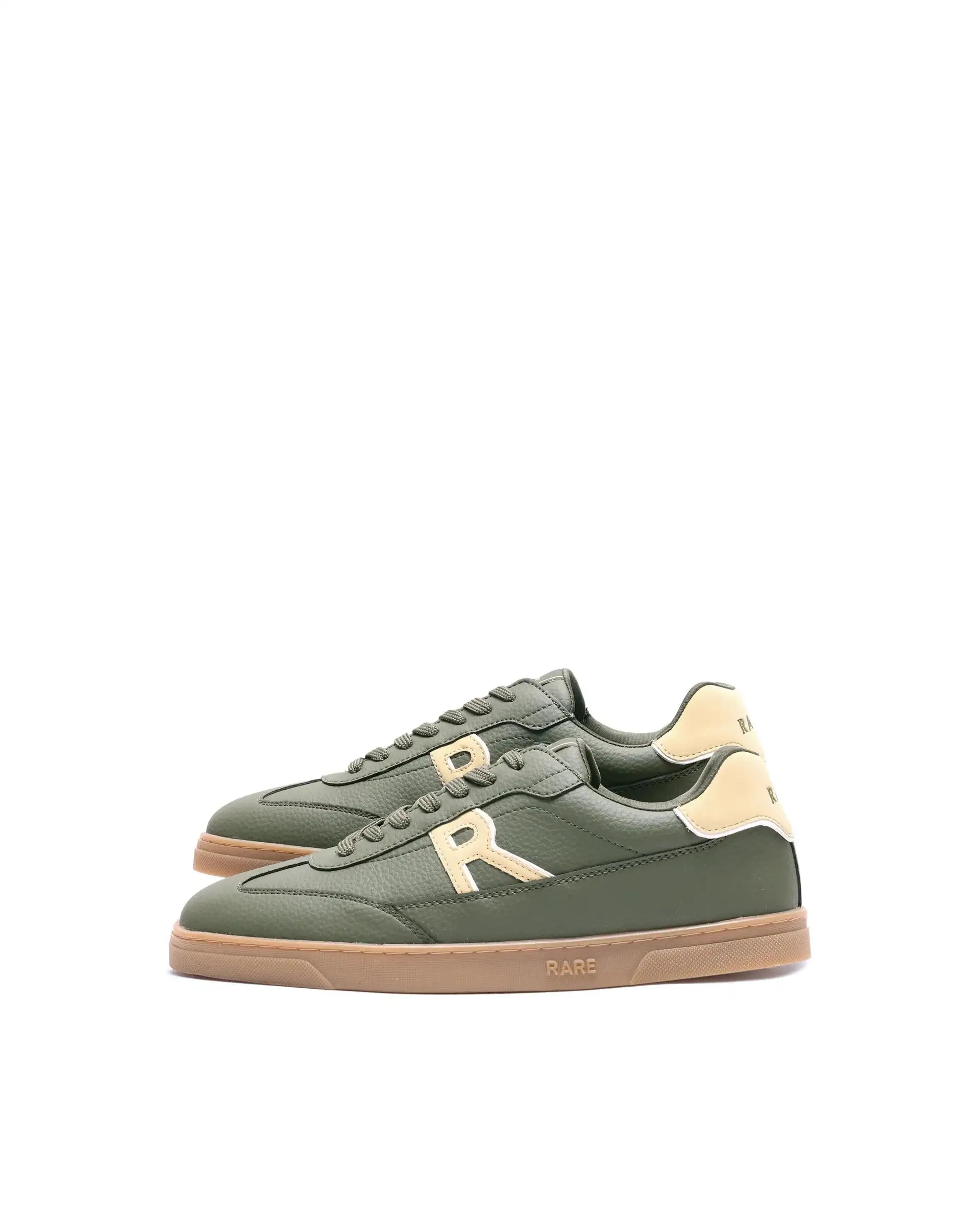 Rare Rabbit Men's Athens Dark Olive Micro Leather Sneaker