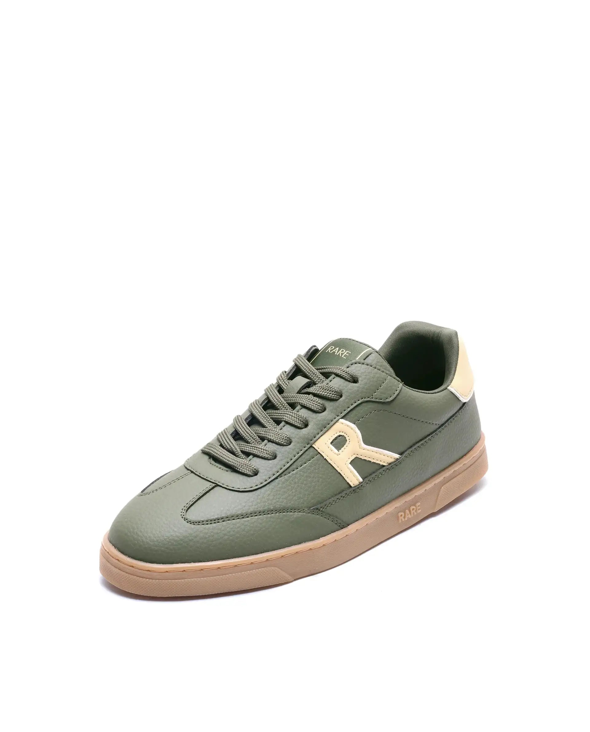 Rare Rabbit Men's Athens Dark Olive Micro Leather Sneaker