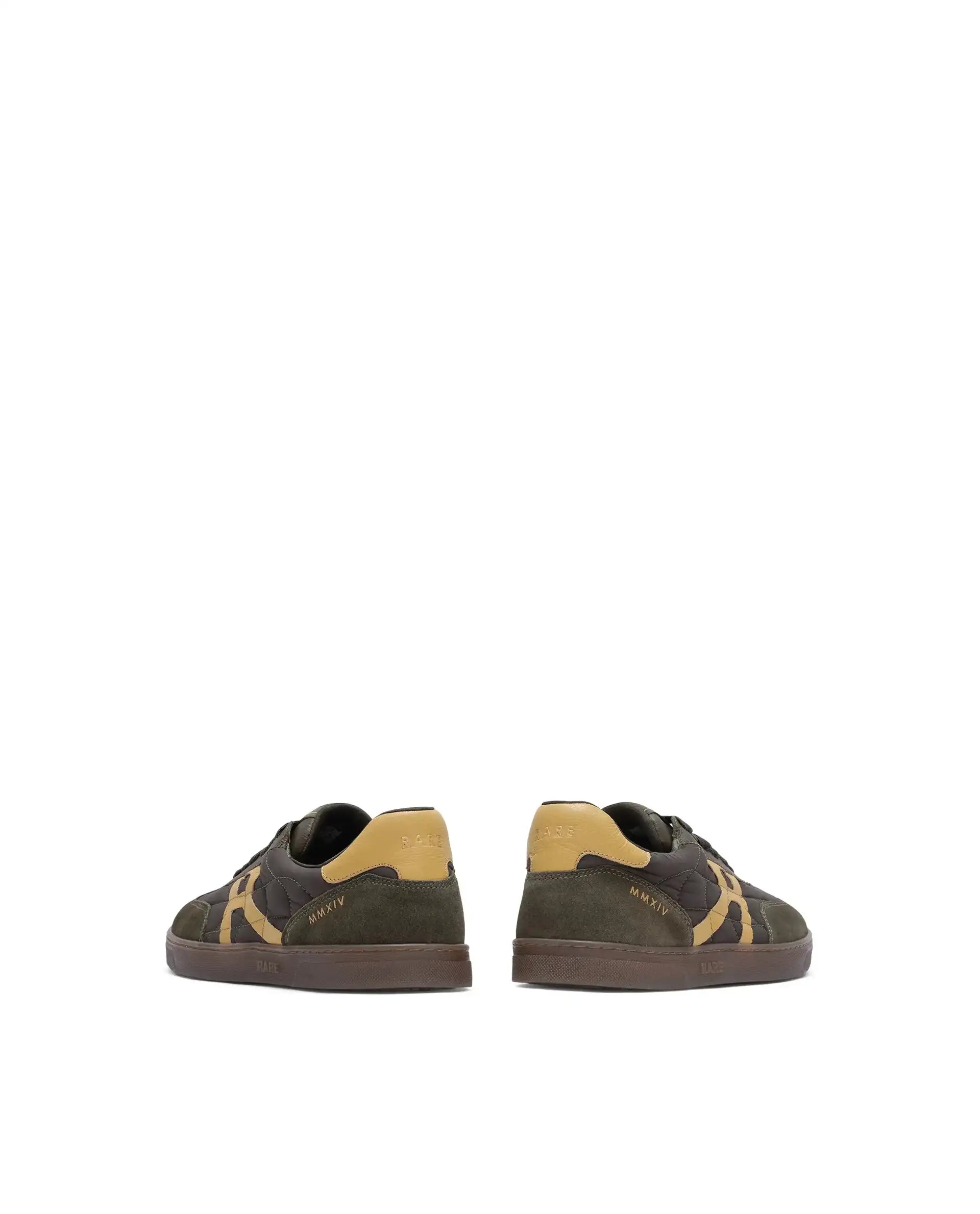 Rare Rabbit Men Atlas Olive Genuine Suede And Parachute Dual Tone Lace-Up Sneaker Shoes