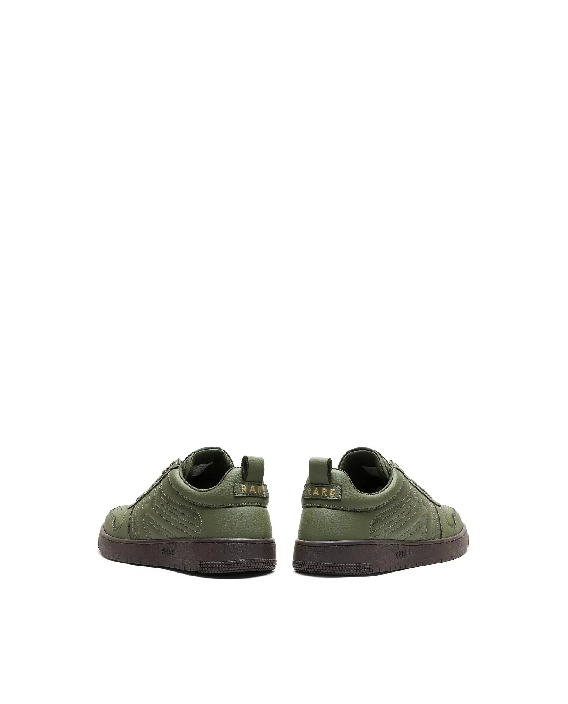 Rare Rabbit Men's Bane Olive Micro Leather Sneaker