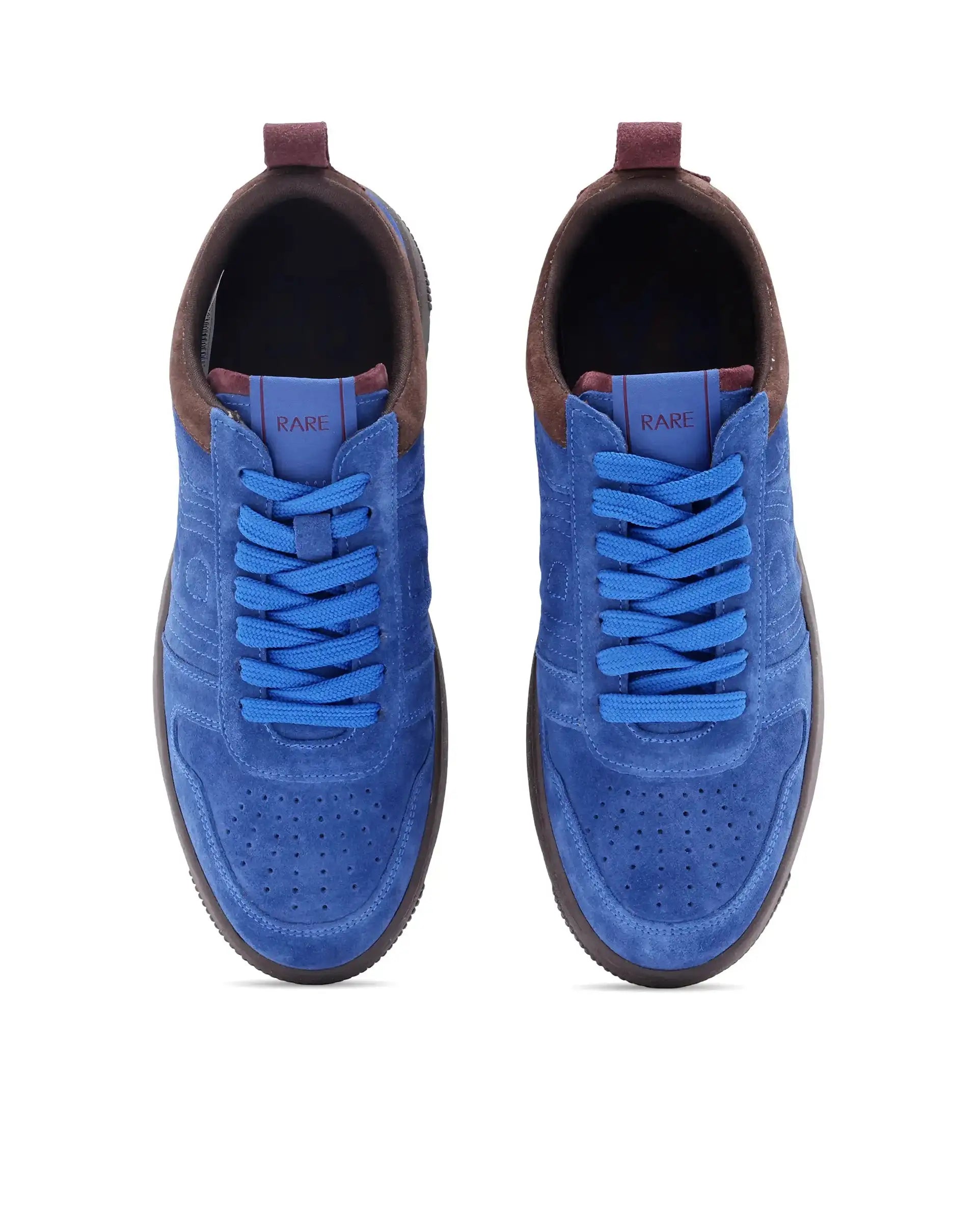 Rare Rabbit Men's Banes Blue Genuine Suede Leather Low-Top Lace Up Sneaker Shoes