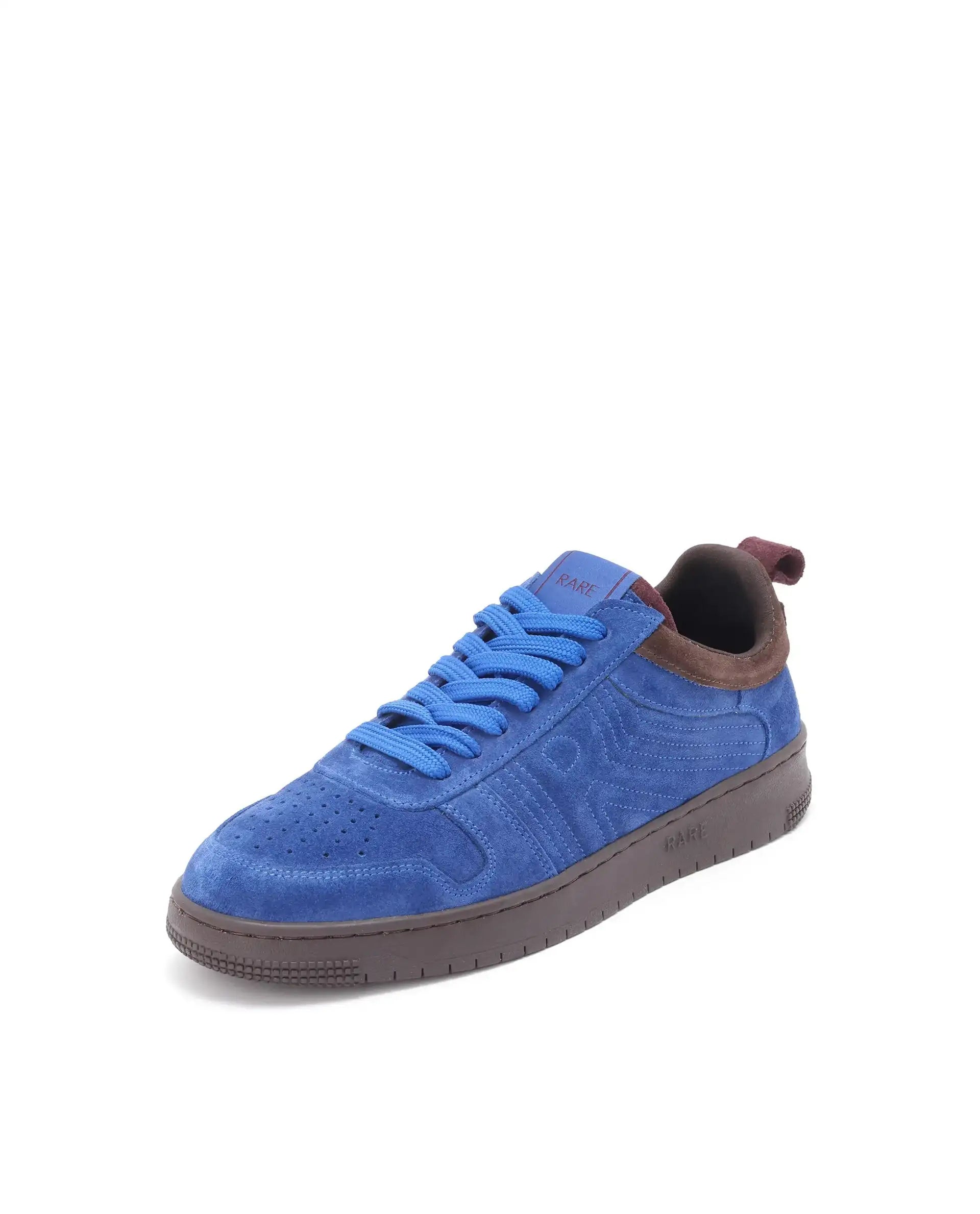 Rare Rabbit Men's Banes Blue Genuine Suede Leather Low-Top Lace Up Sneaker Shoes