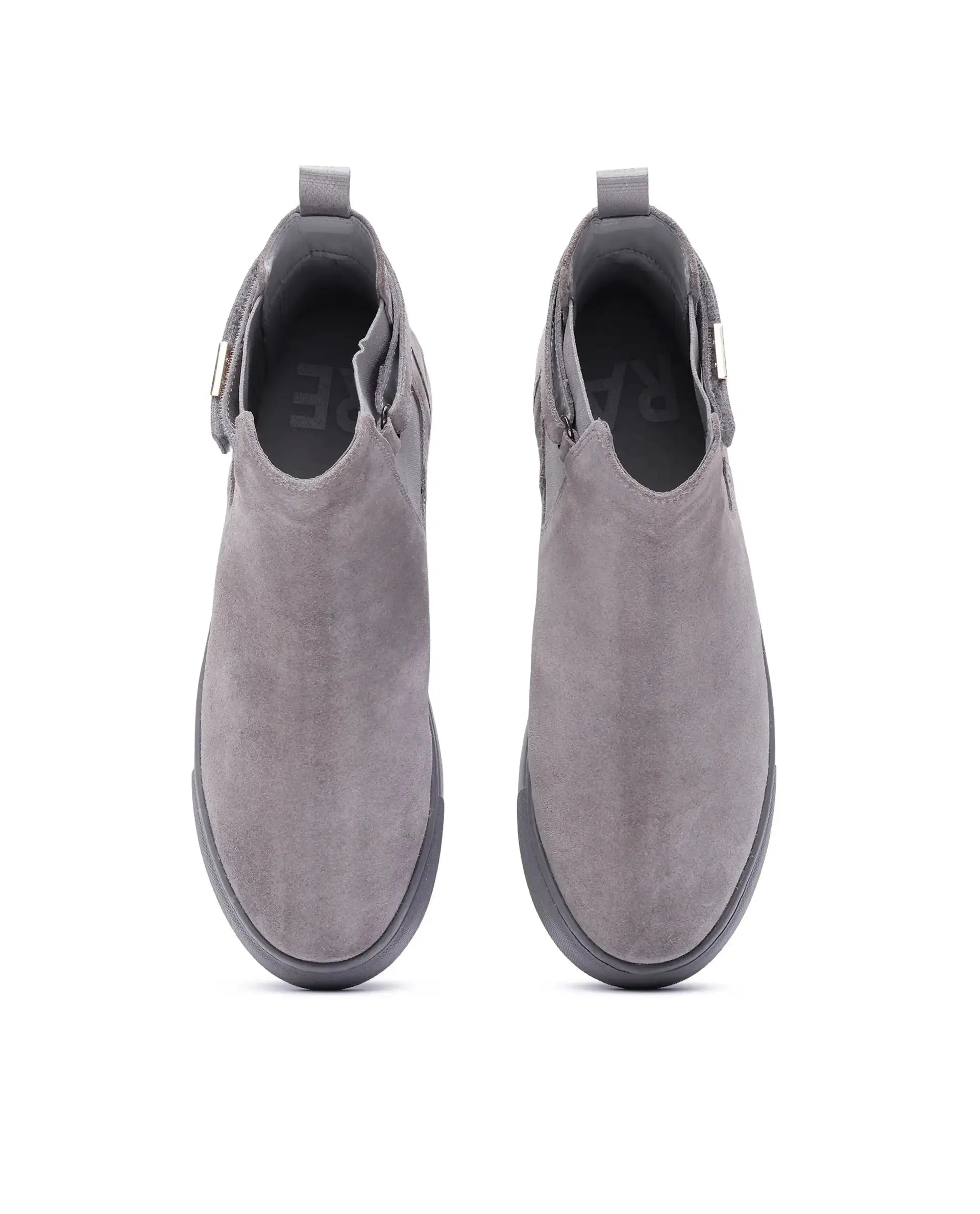 Rare Rabbit Men Berus Grey Suede Slip-on Closure Chelsea Shoes