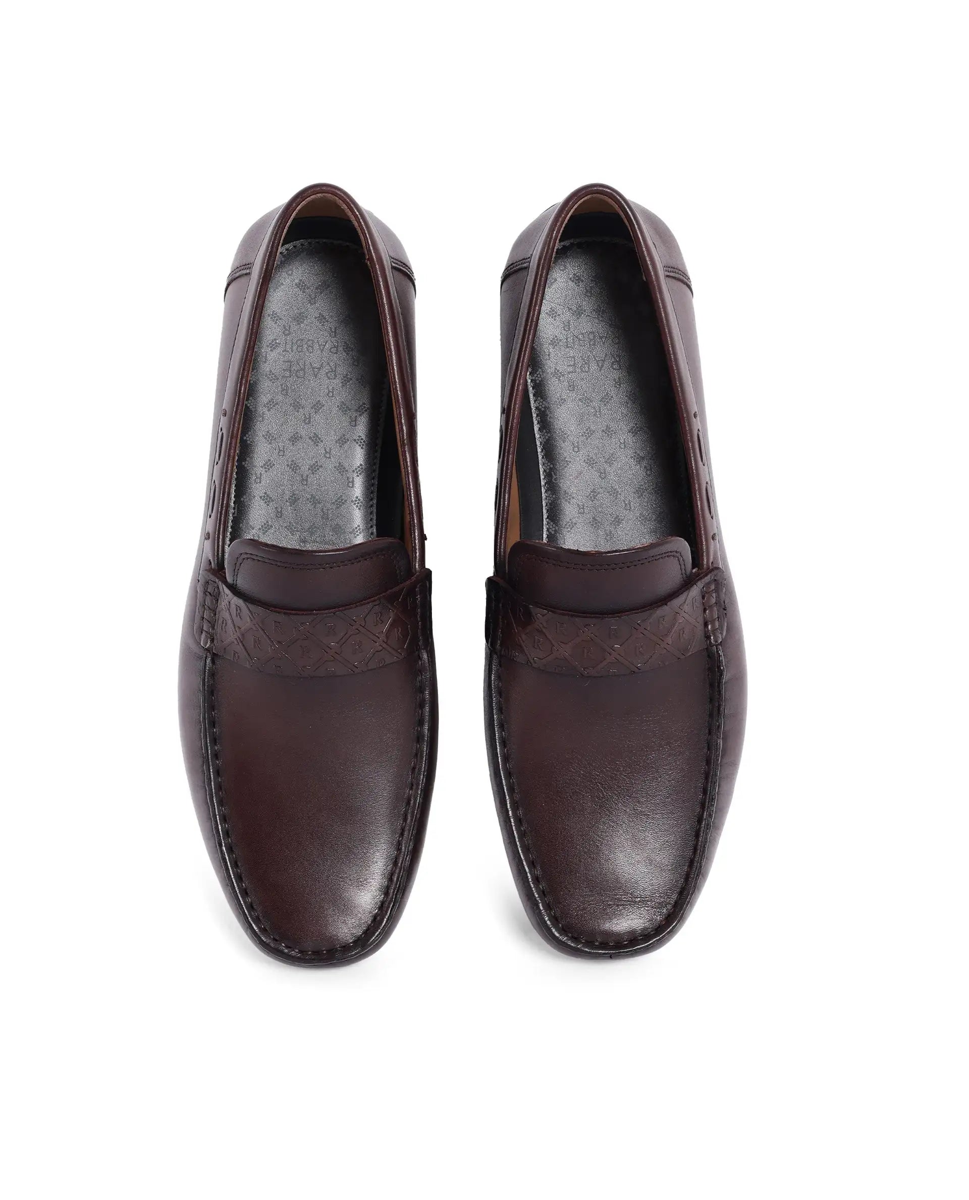 Rare Rabbit Men's Bold Burgundy Slip-On Monotone Genuine Leather Driver Moccasin