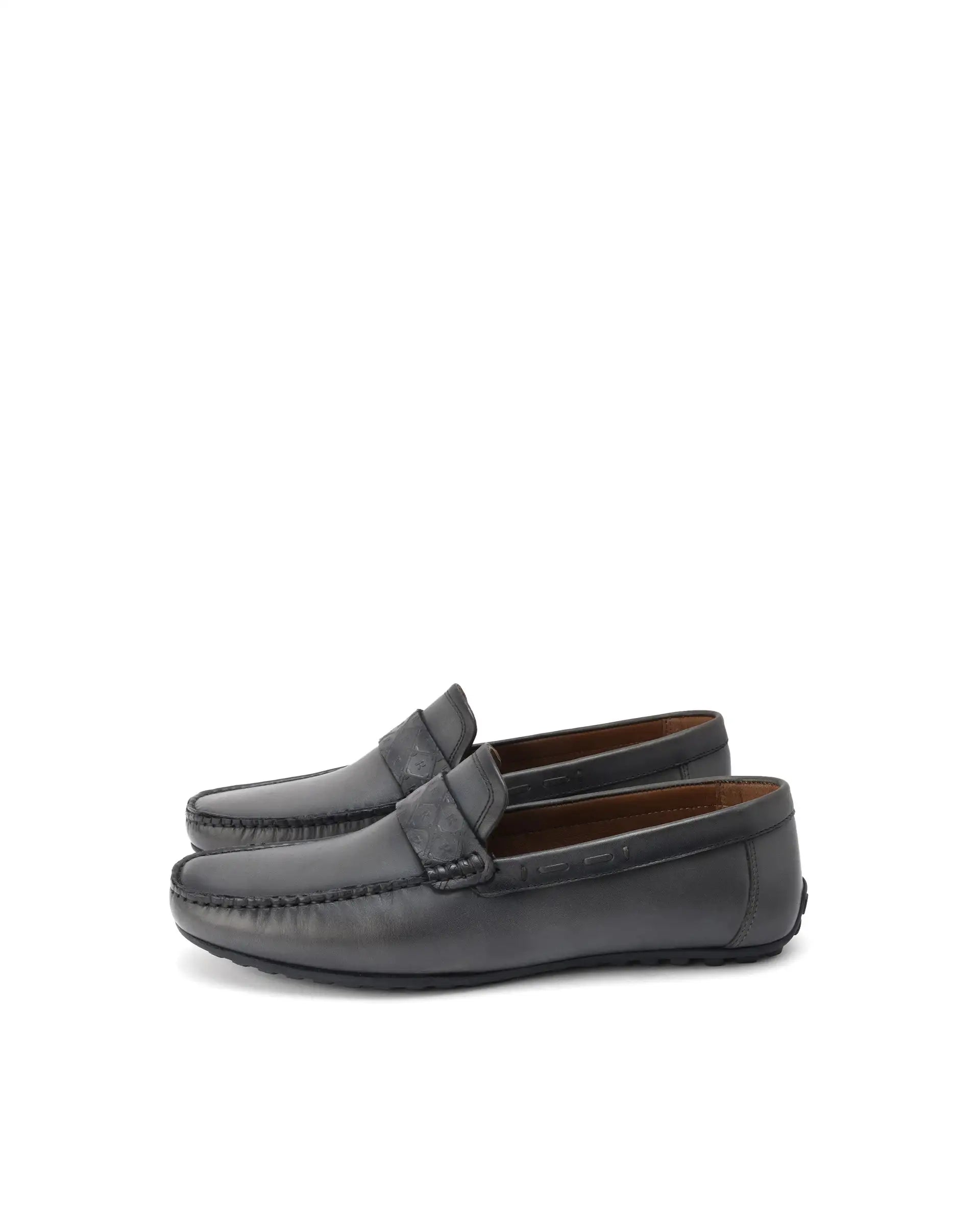 Rare Rabbit Men's Bold Dark Olive Slip-On Monotone Genuine Leather Driver Moccasin