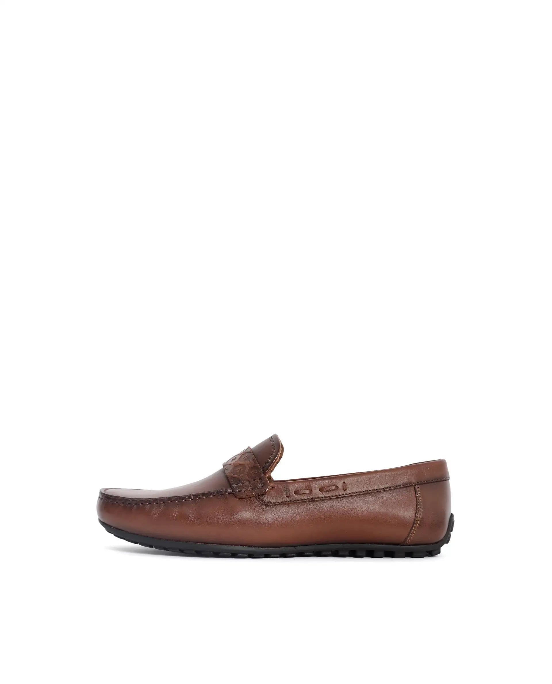 Rare Rabbit Men's Bold Tan Slip-On Monotone Genuine Leather Driver Moccasin