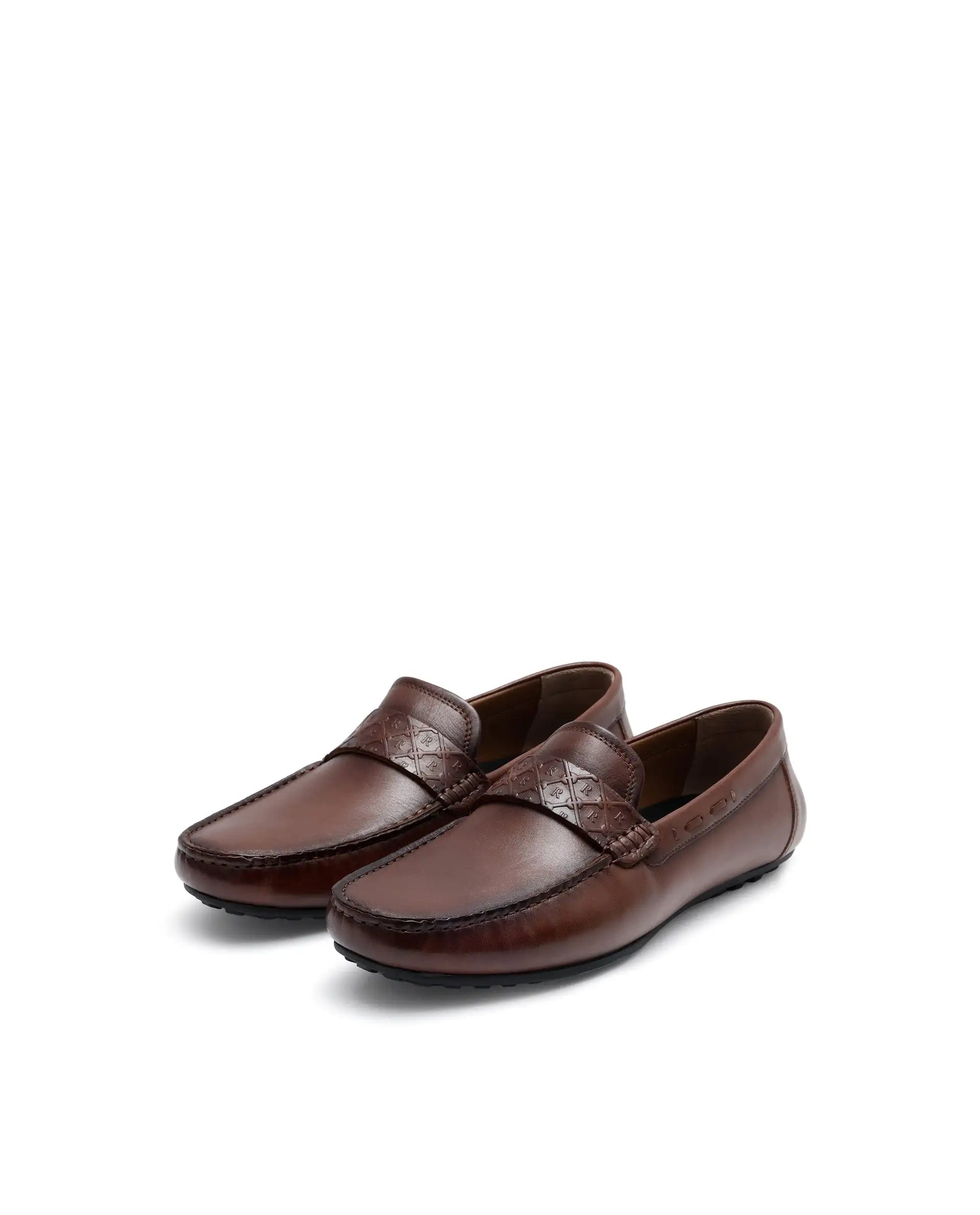 Rare Rabbit Men's Bold Tan Slip-On Monotone Genuine Leather Driver Moccasin