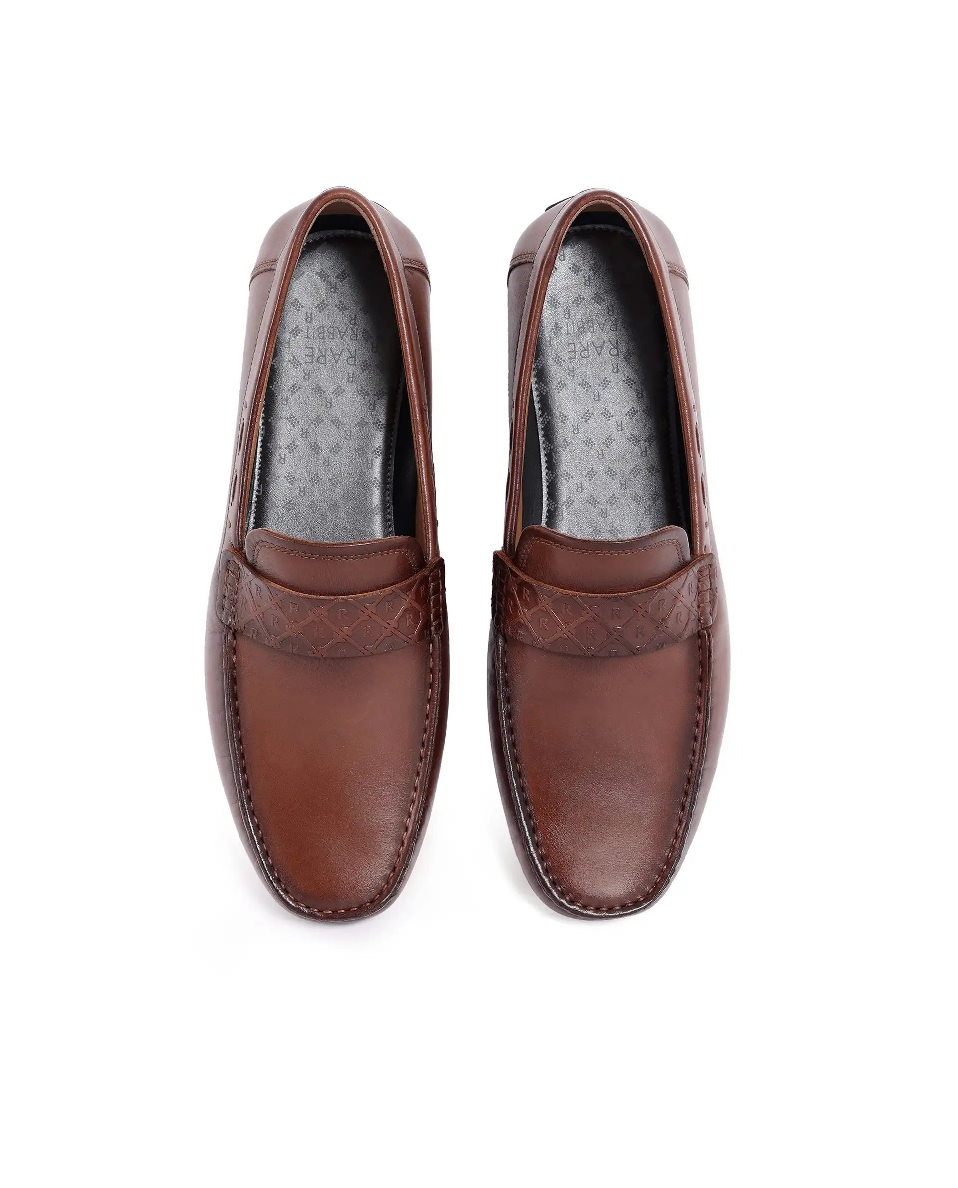 Rare Rabbit Men's Bold Tan Slip-On Monotone Genuine Leather Driver Moccasin