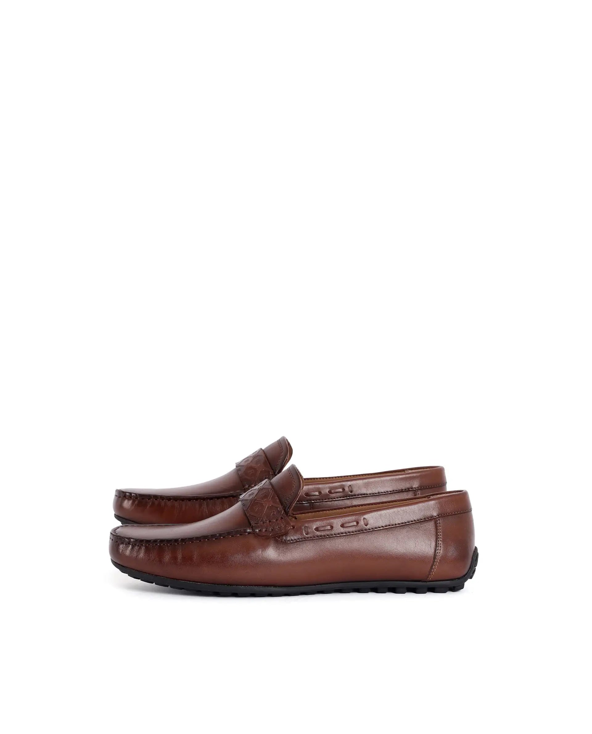 Rare Rabbit Men's Bold Tan Slip-On Monotone Genuine Leather Driver Moccasin