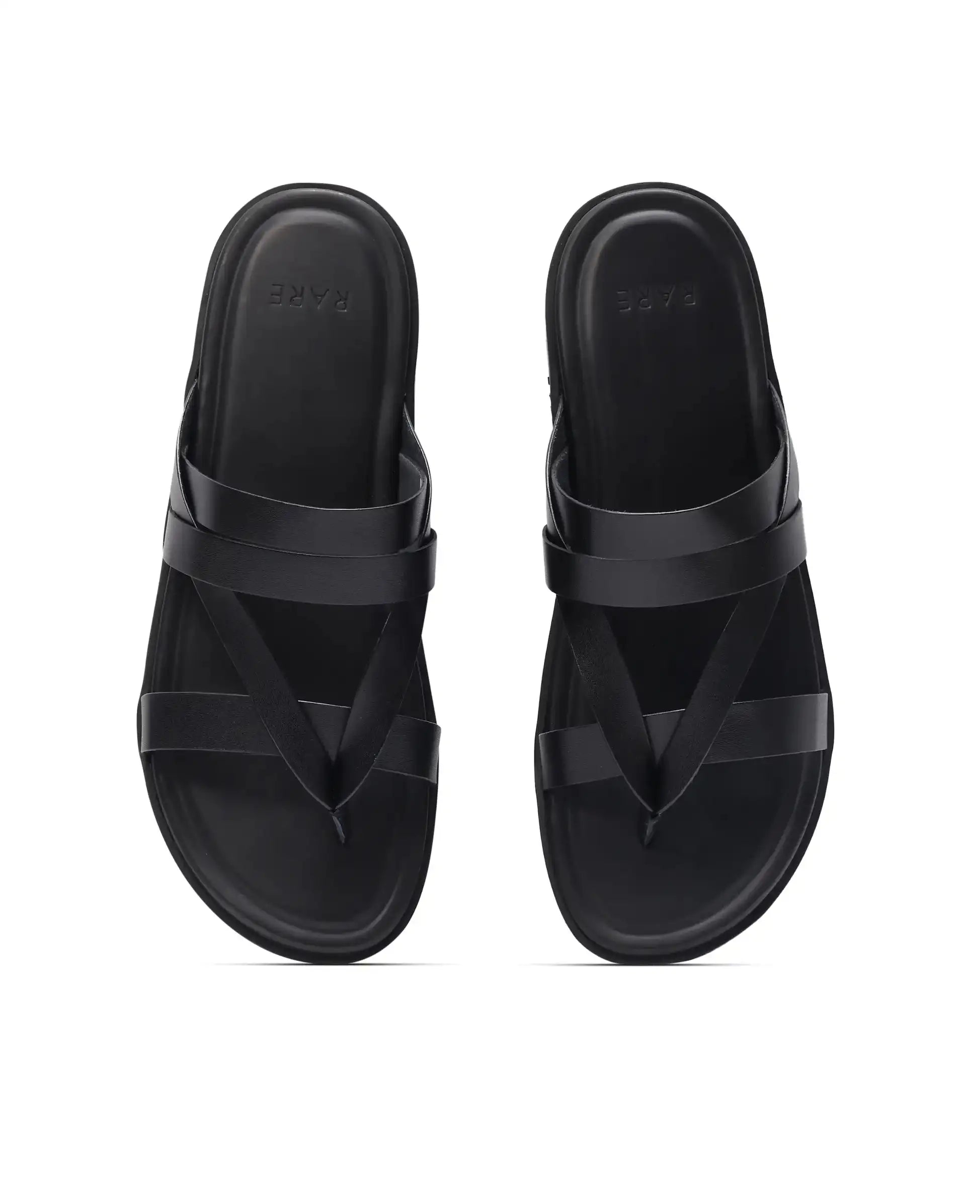 Rare Rabbit Men's Bron Black Slip-On Closure Sandals