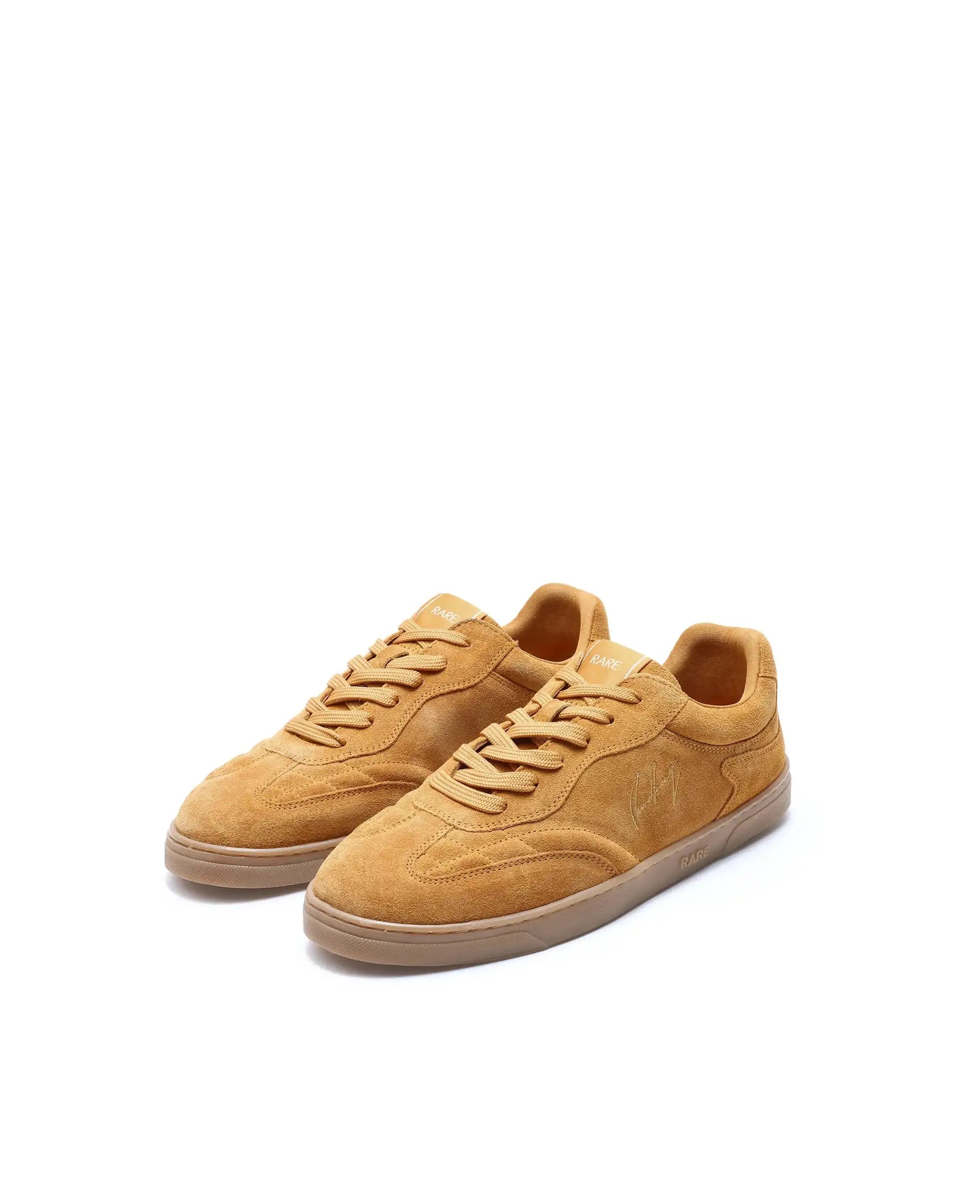 Rare Rabbit Men's Burnie Mustard Lace-Up Closure Suede Sneaker