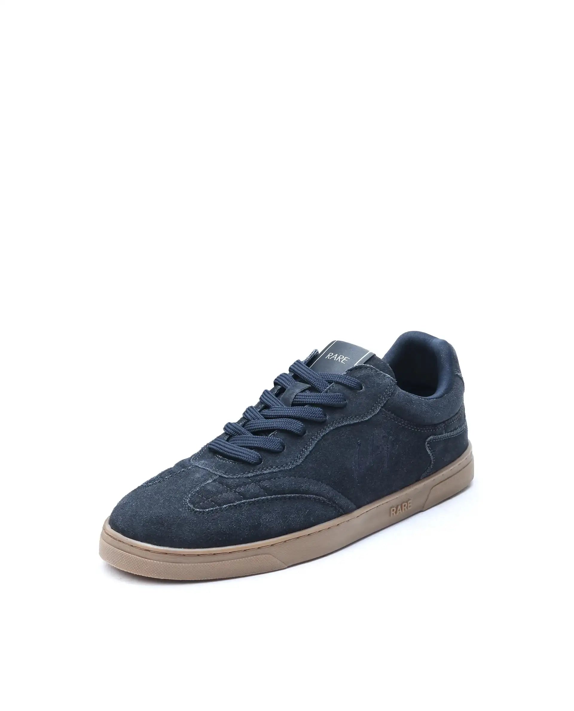 Rare Rabbit Men's Burnie Navy Lace-Up Closure Suede Sneaker