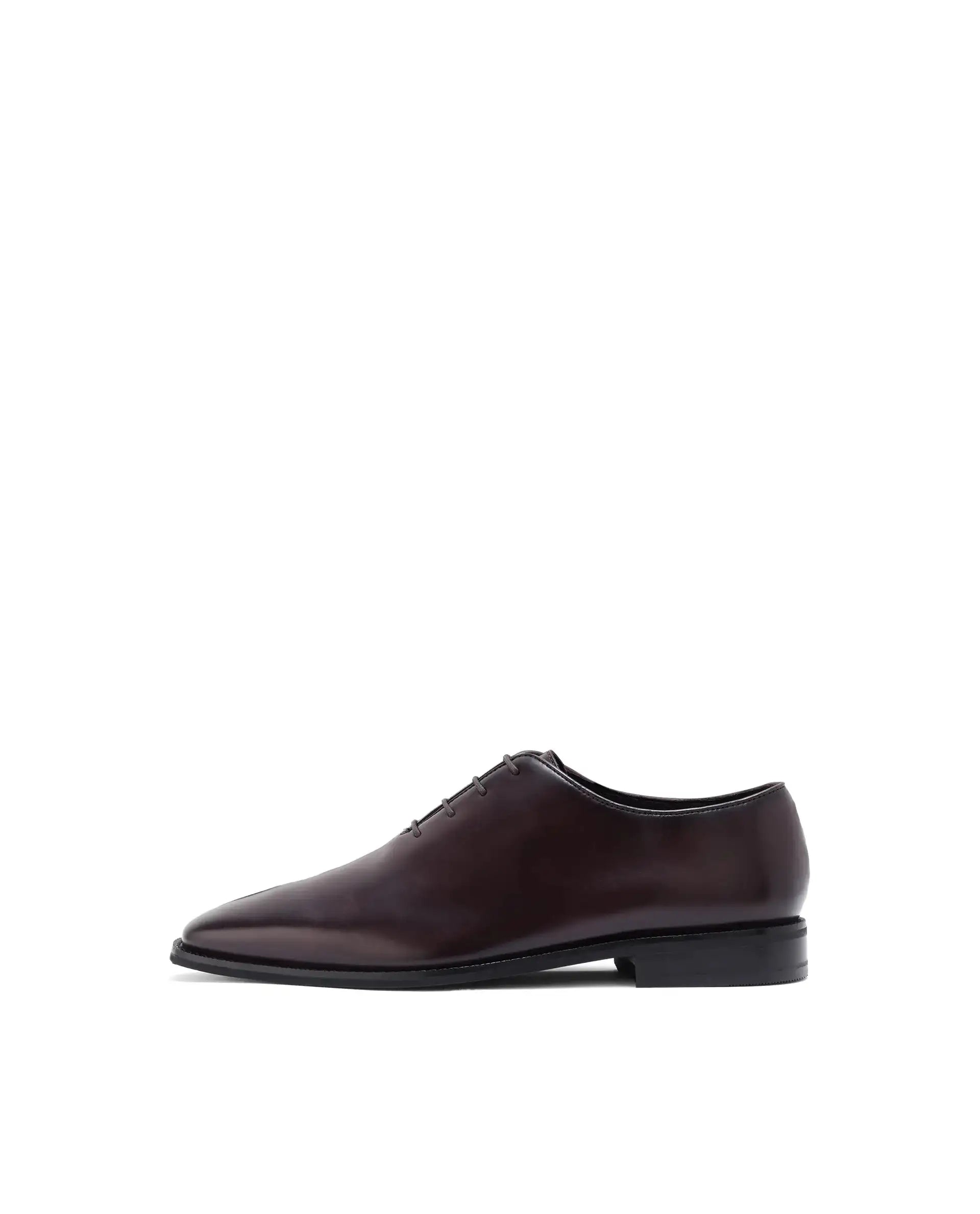 Rare Rabbit Men Corax Dark Cherry Lace-Up Single Piece Genuine Leather Shoes