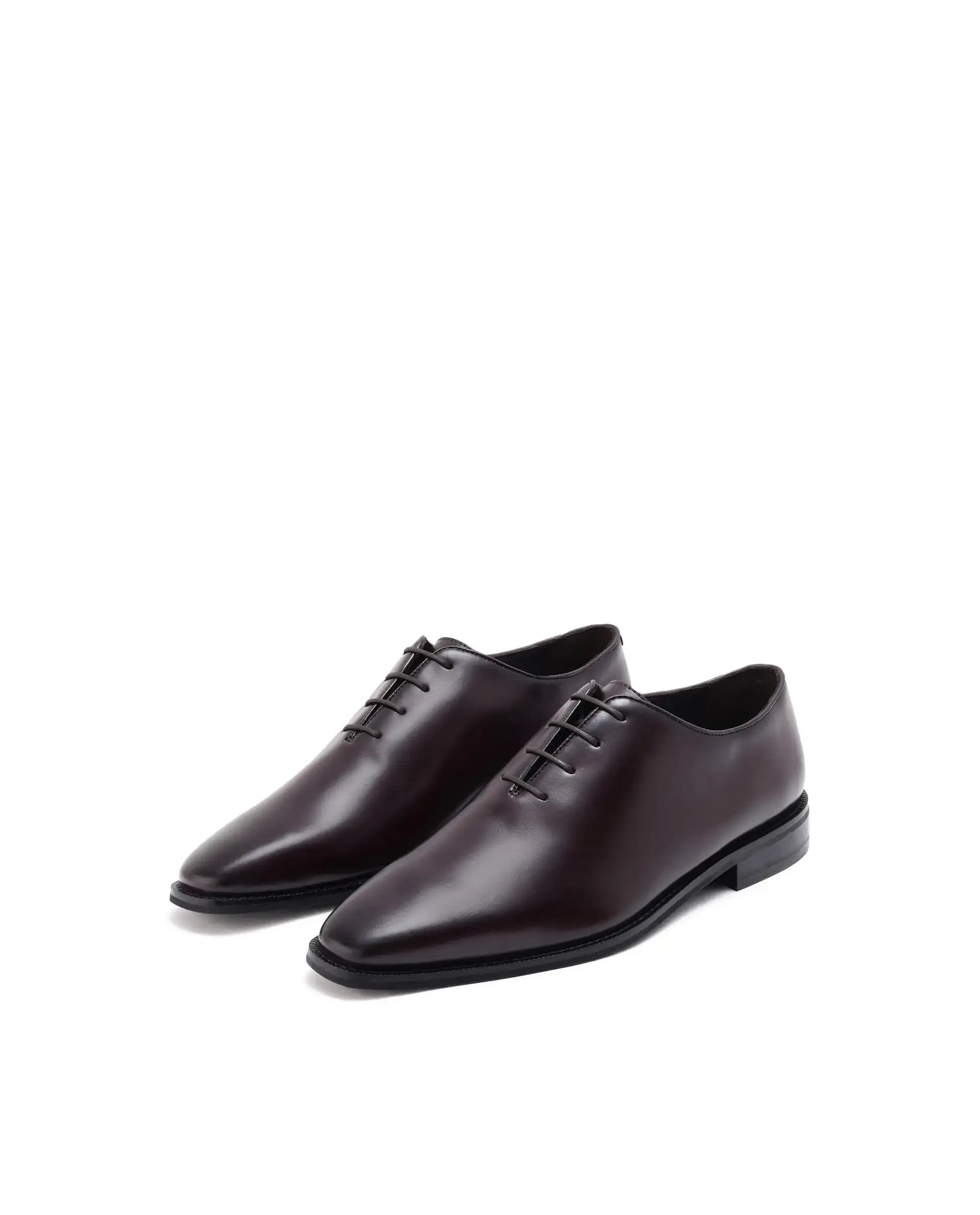 Rare Rabbit Men Corax Dark Cherry Lace-Up Single Piece Genuine Leather Shoes