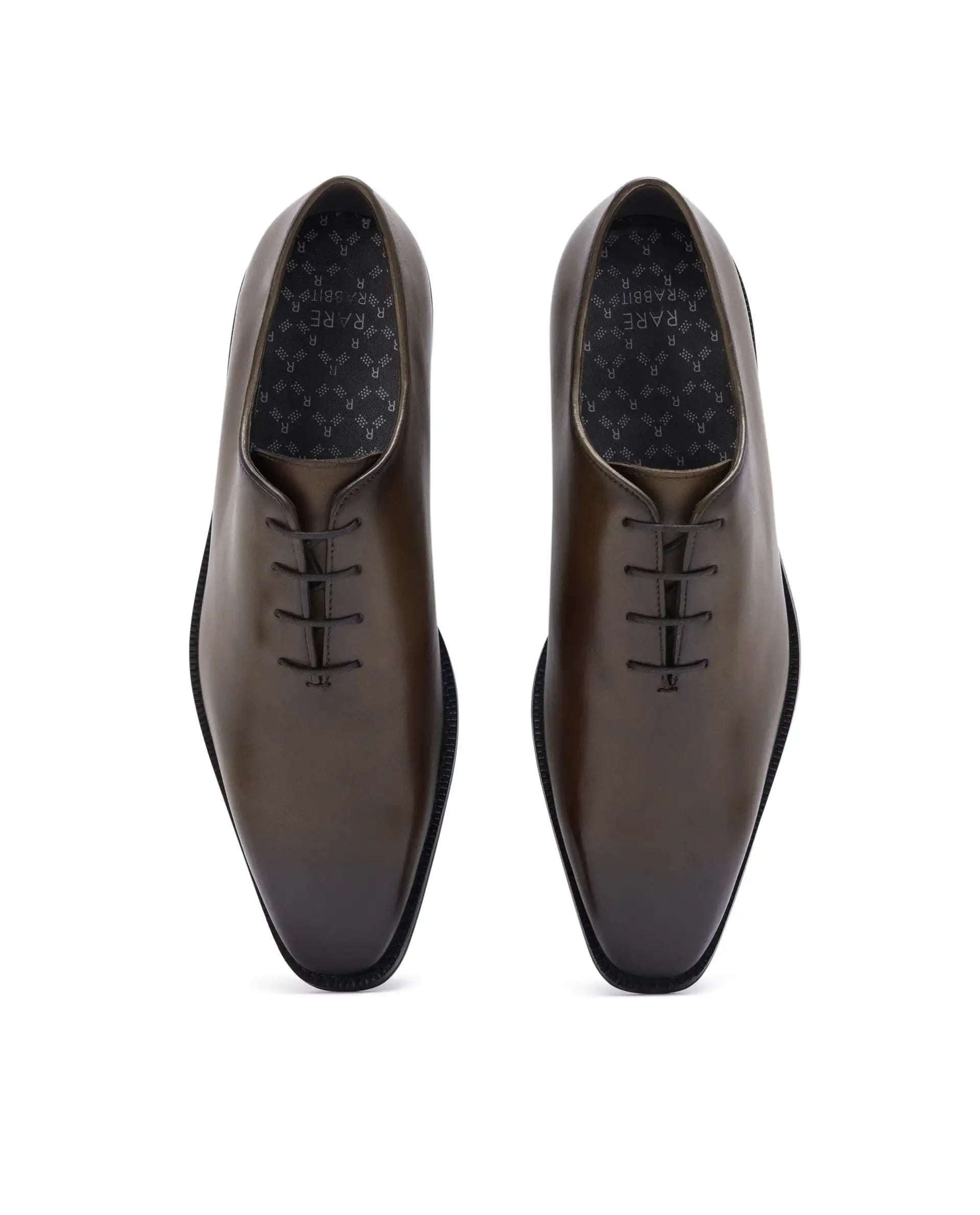 Rare Rabbit Men Corax Olive Lace-Up Single Piece Genuine Leather Shoes