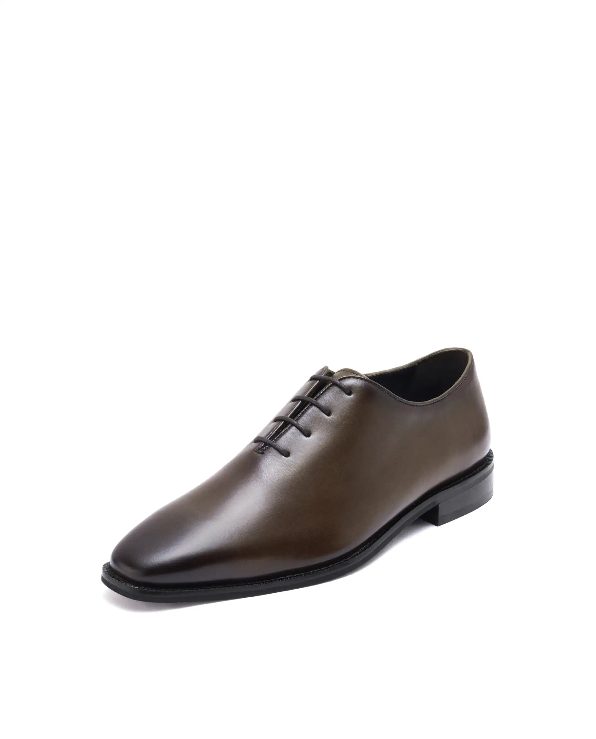 Rare Rabbit Men Corax Olive Lace-Up Single Piece Genuine Leather Shoes