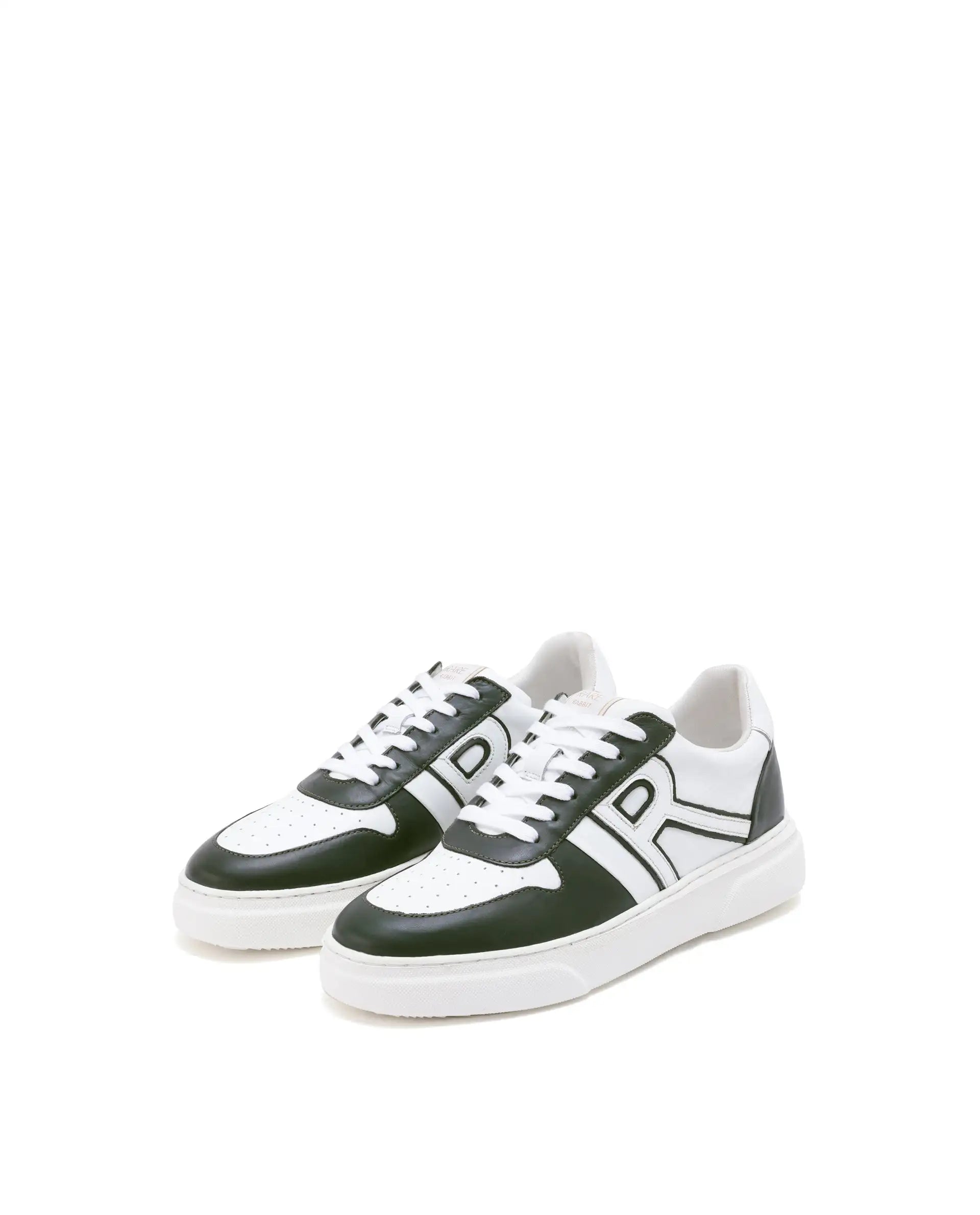 Rare Rabbit Mens Cygnus Pro Green Genuine Leather Dual Tone Low-Top Lace-Up Sneaker Shoe