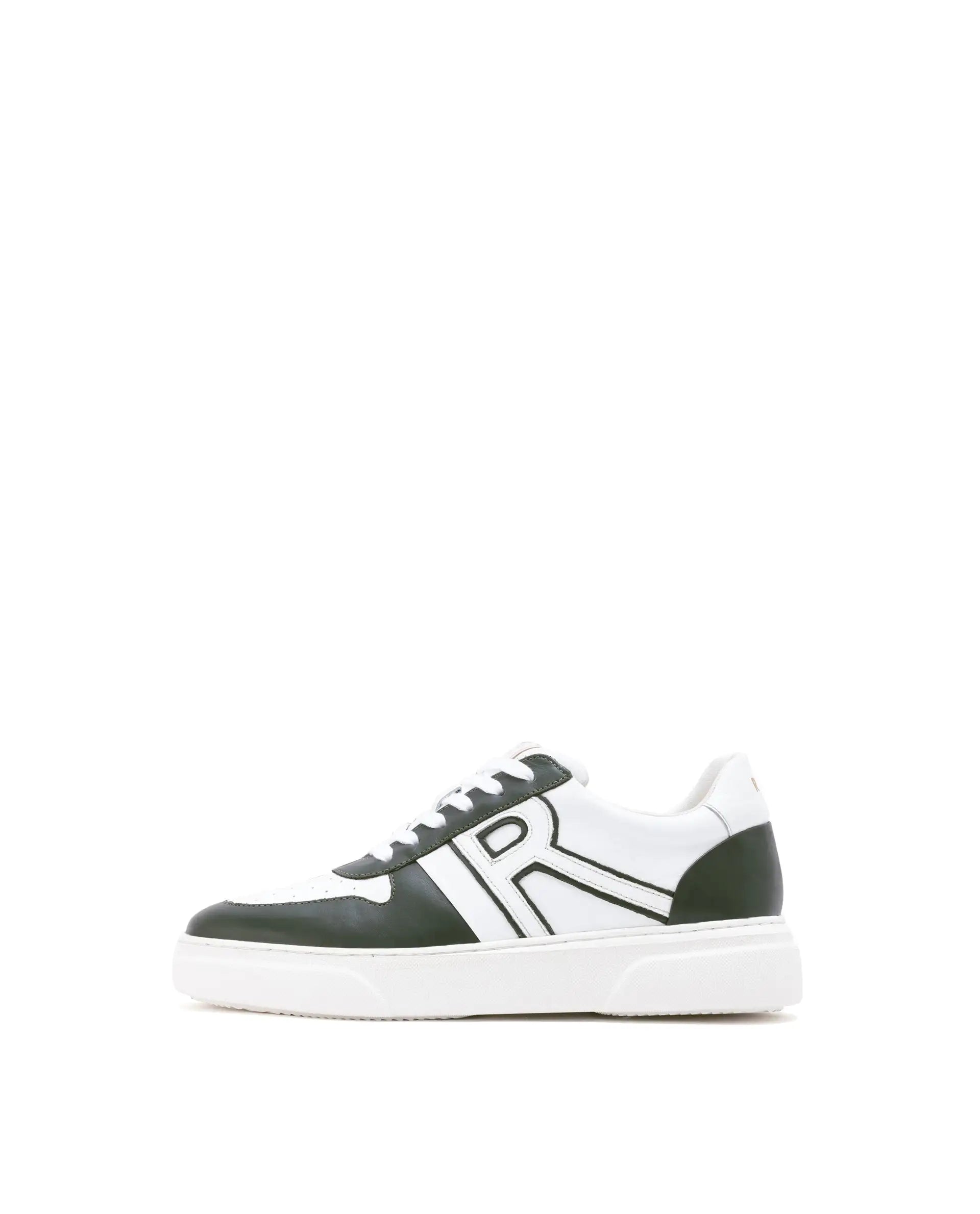 Rare Rabbit Mens Cygnus Pro Green Genuine Leather Dual Tone Low-Top Lace-Up Sneaker Shoe