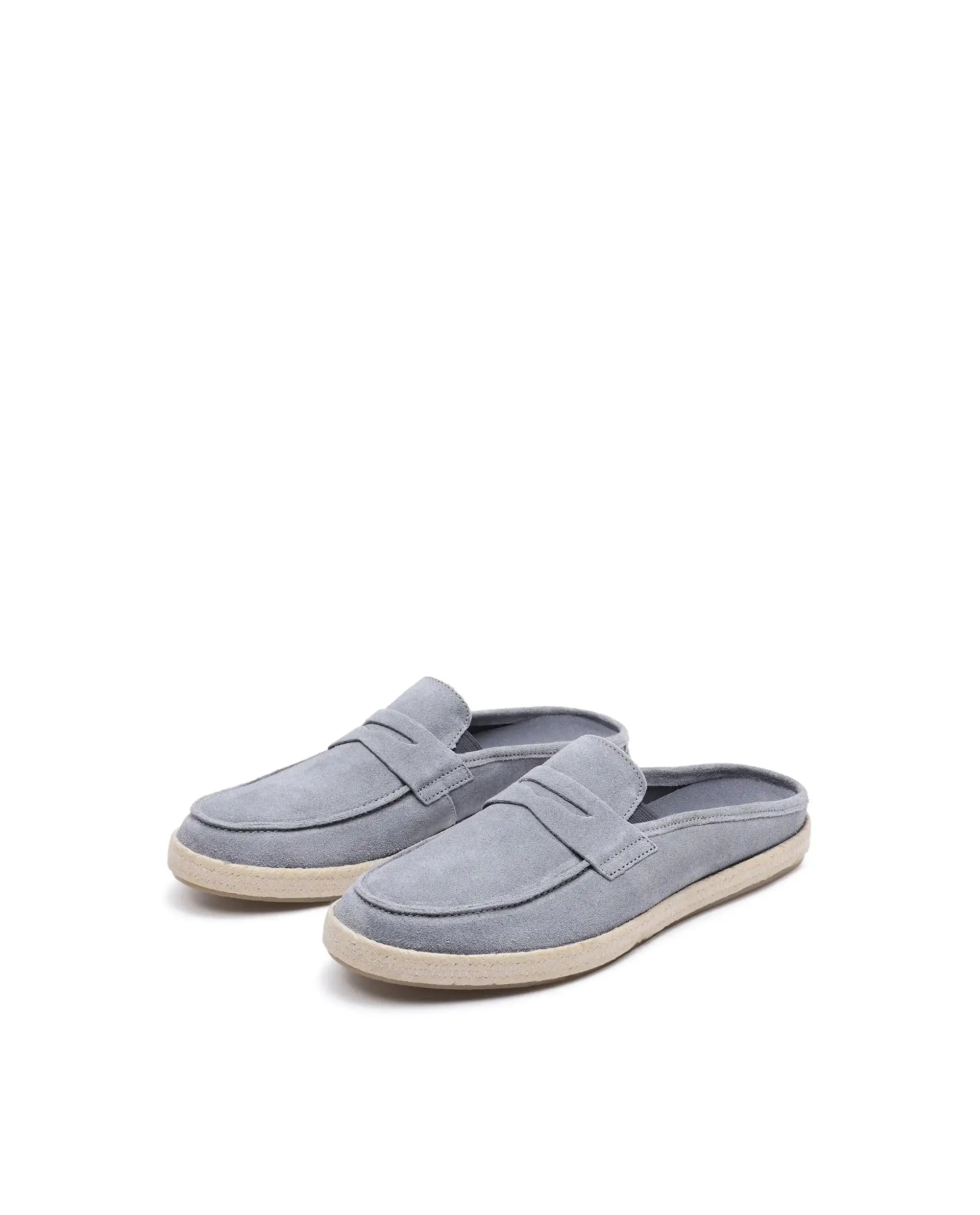 Rare Rabbit Men Diago Light Grey Suede Leather Slip-On Closure Shoes