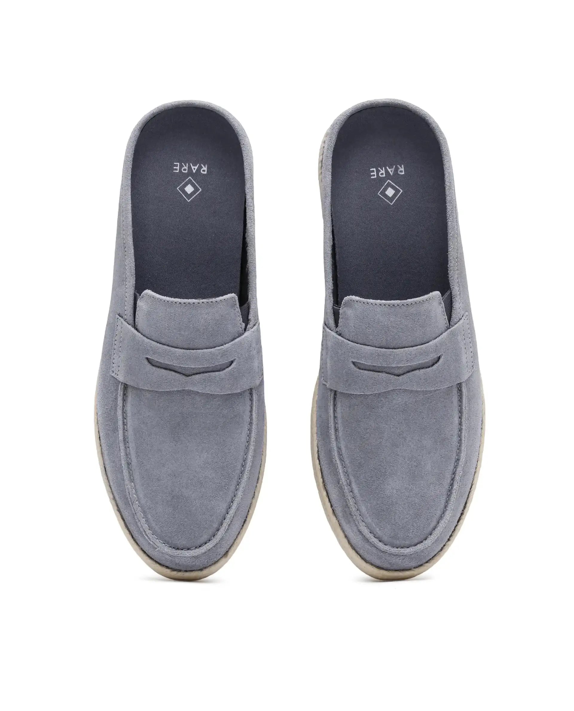 Rare Rabbit Men Diago Light Grey Suede Leather Slip-On Closure Shoes