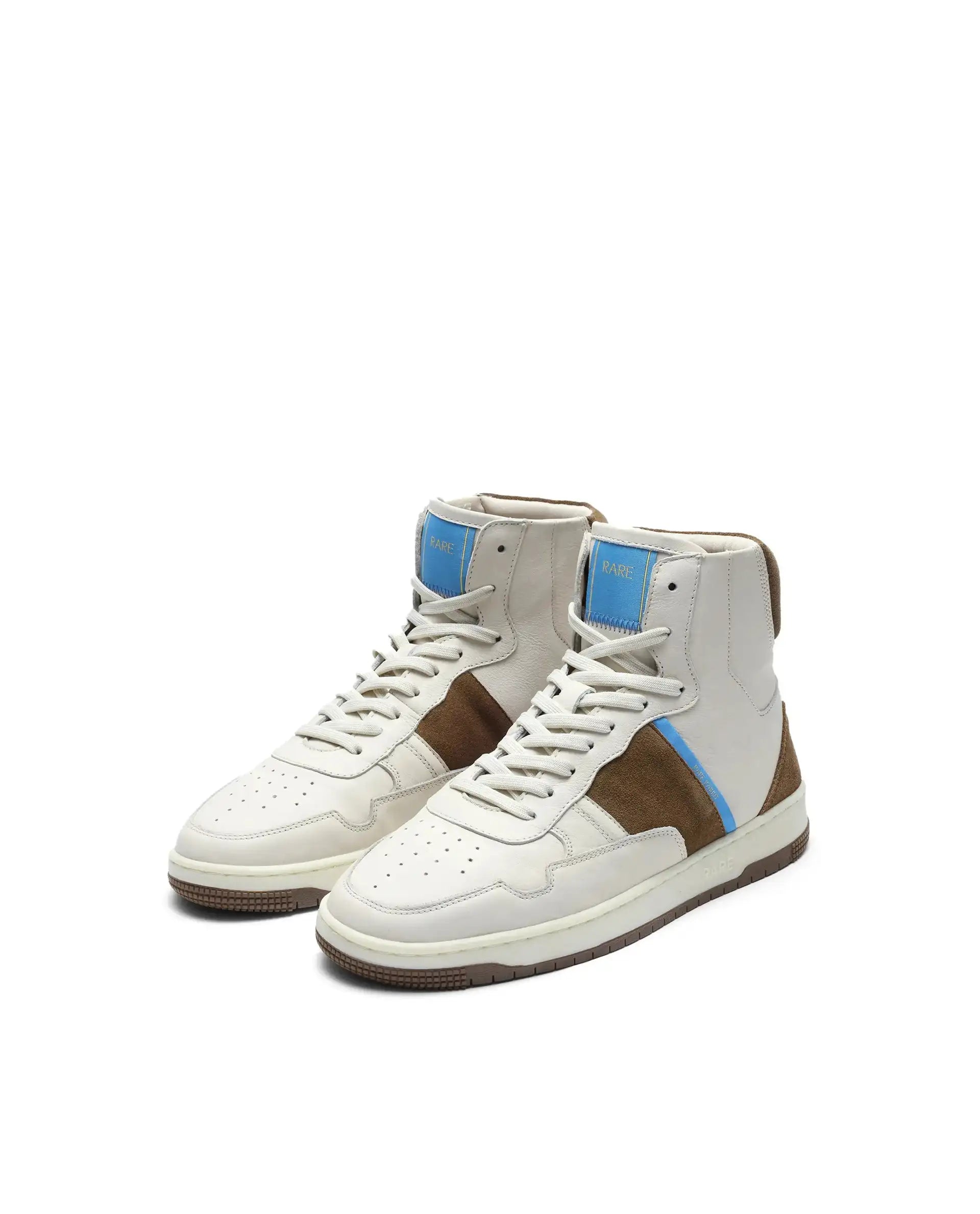 Rare Rabbit Men's Dist Beige Leather Lace-Up Closure High-Top Sneaker