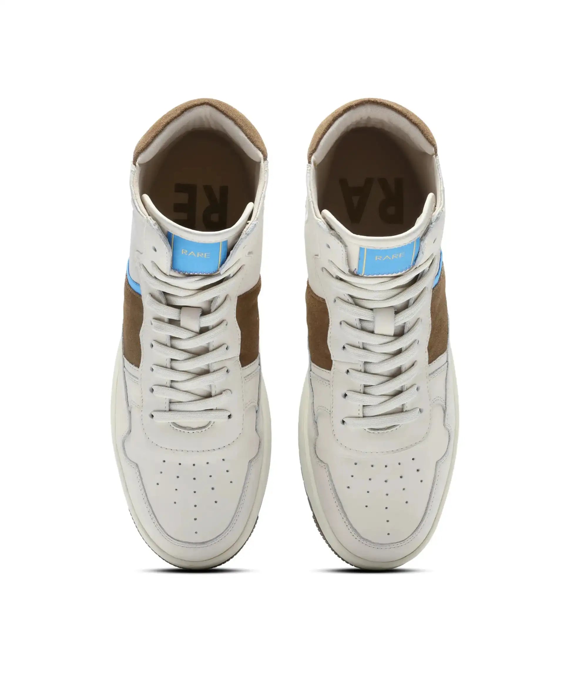 Rare Rabbit Men's Dist Beige Leather Lace-Up Closure High-Top Sneaker
