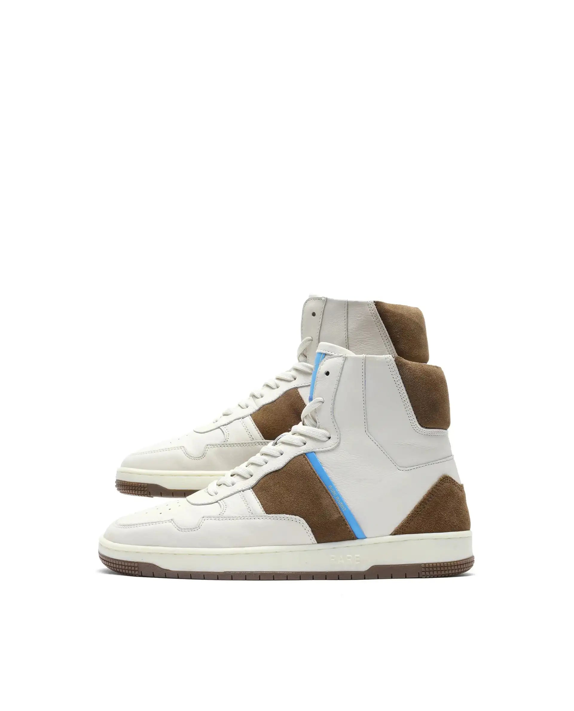 Rare Rabbit Men's Dist Beige Leather Lace-Up Closure High-Top Sneaker