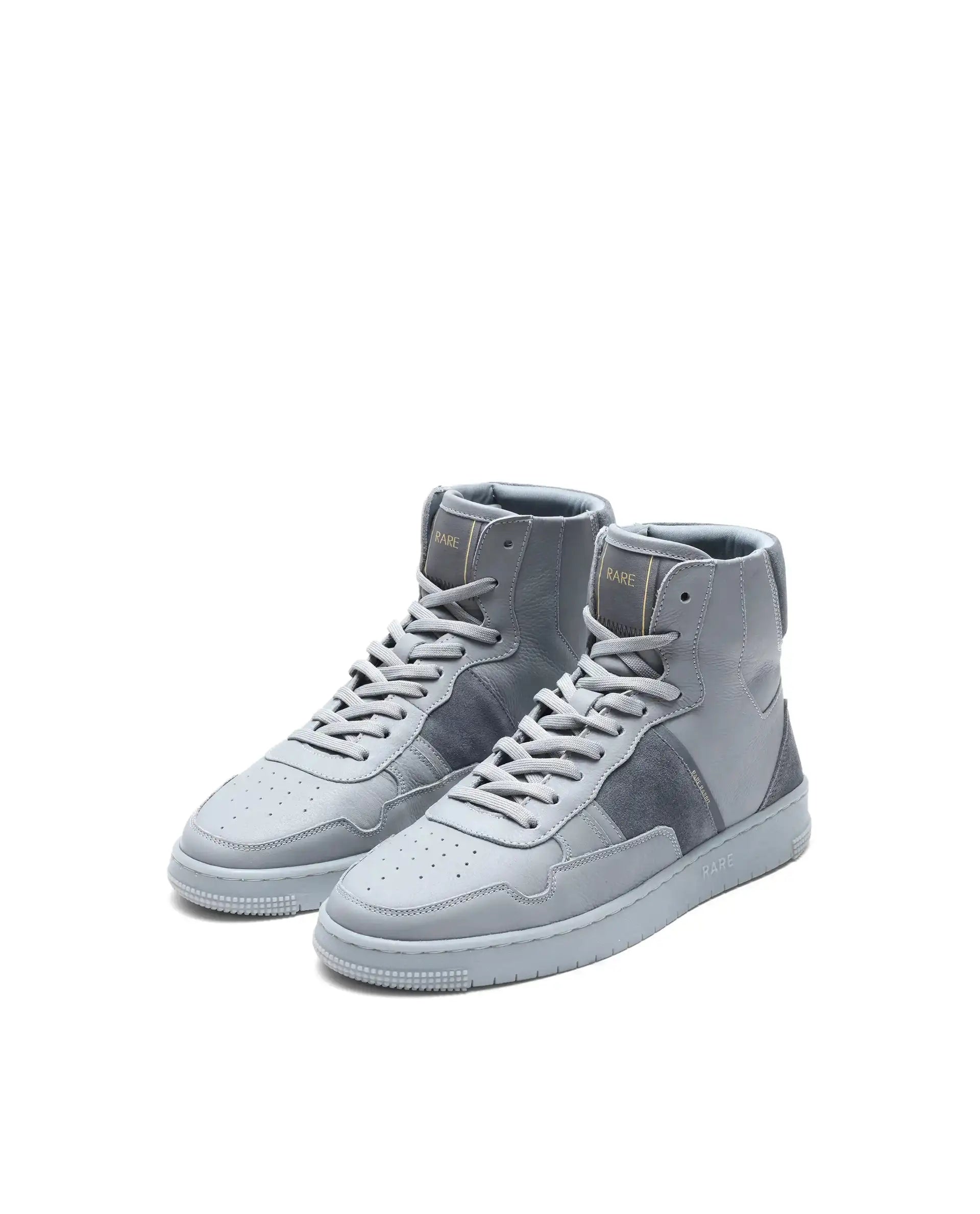 Rare Rabbit Men's Dist Grey Leather Lace-Up Closure High-Top Sneaker