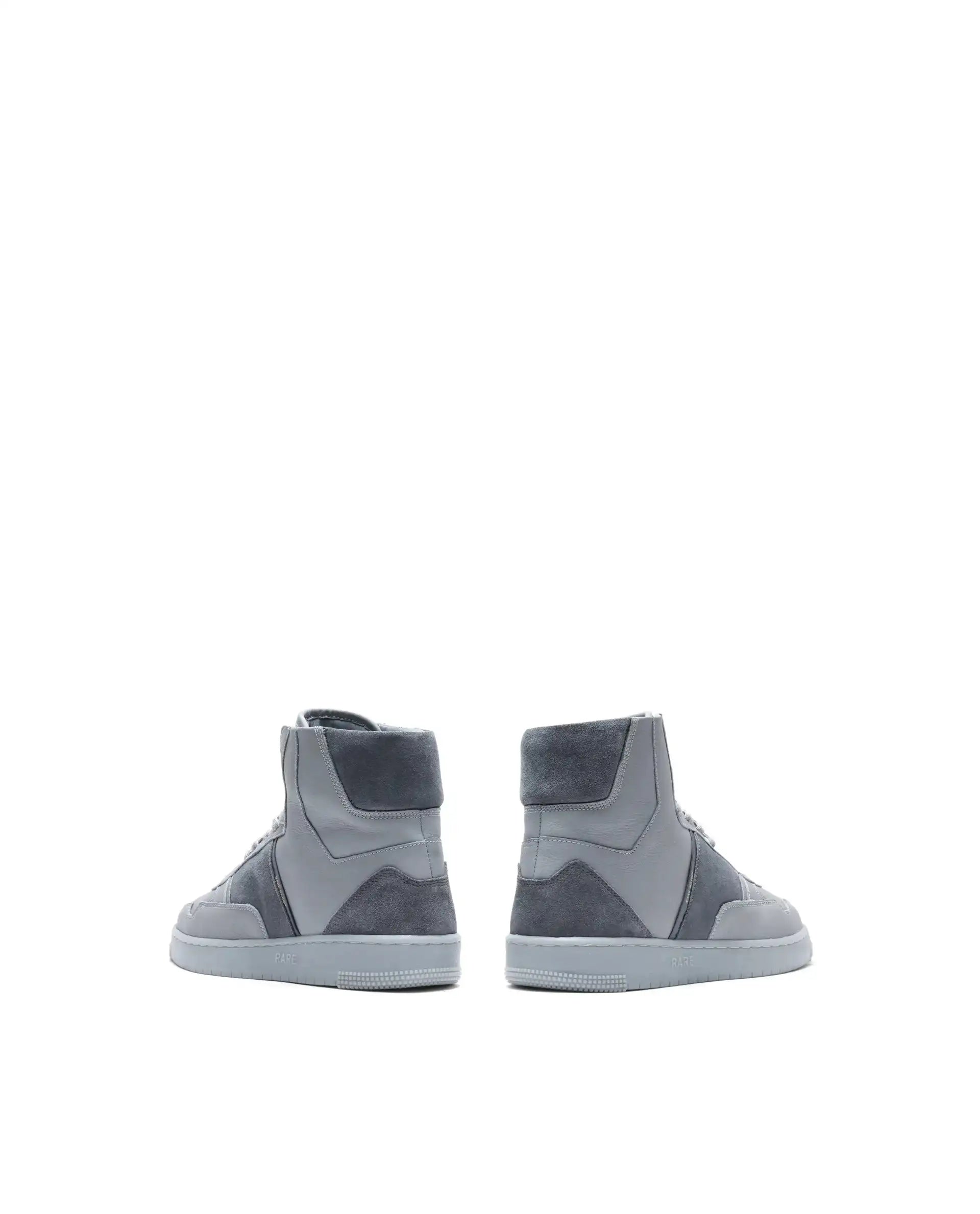 Rare Rabbit Men's Dist Grey Leather Lace-Up Closure High-Top Sneaker