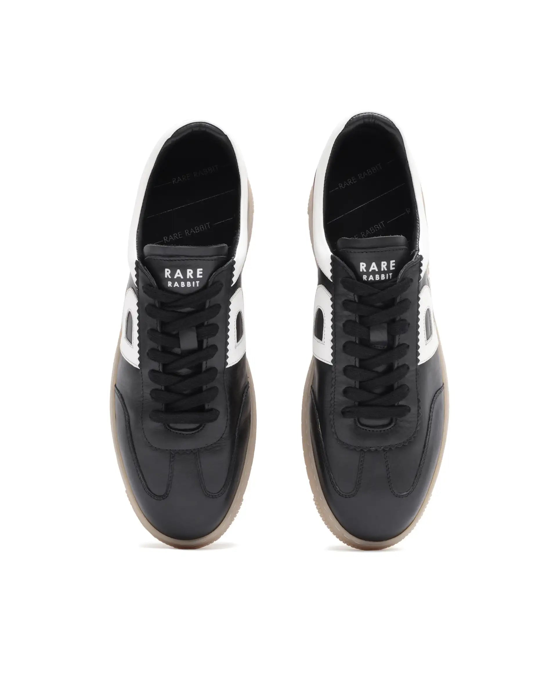 Rare Rabbit Men's Dorset Pro Black Genuine Leather Shoes Low-Top Lace-Up Dual Tone Sneaker Shoes