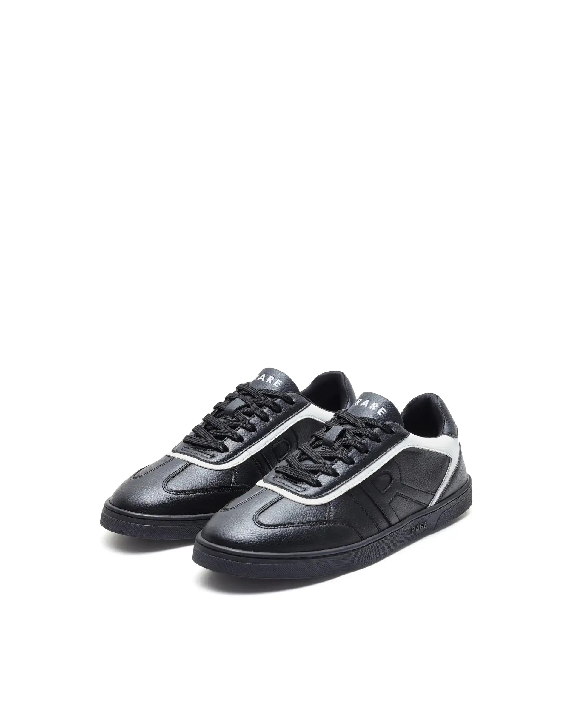 Rare Rabbit Men's Dual Black Micro Leather Sneaker