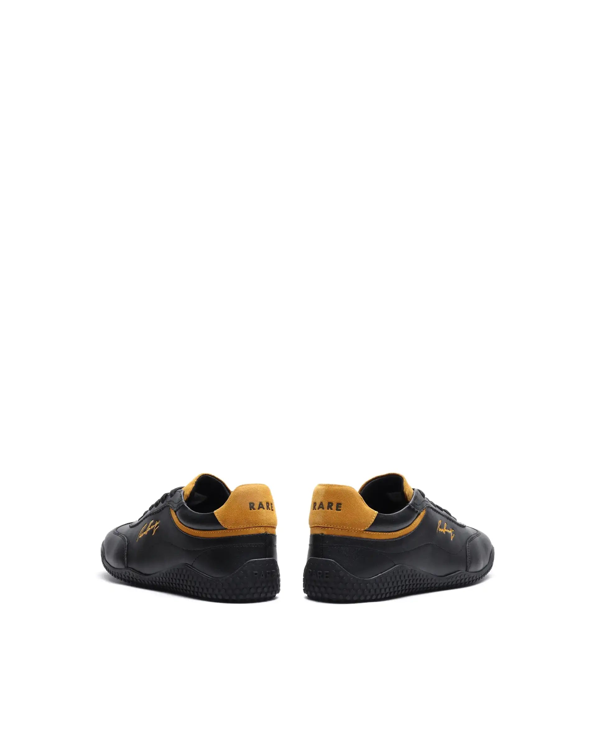 Rare Rabbit Men's Echo Black Micro Leather Sneaker