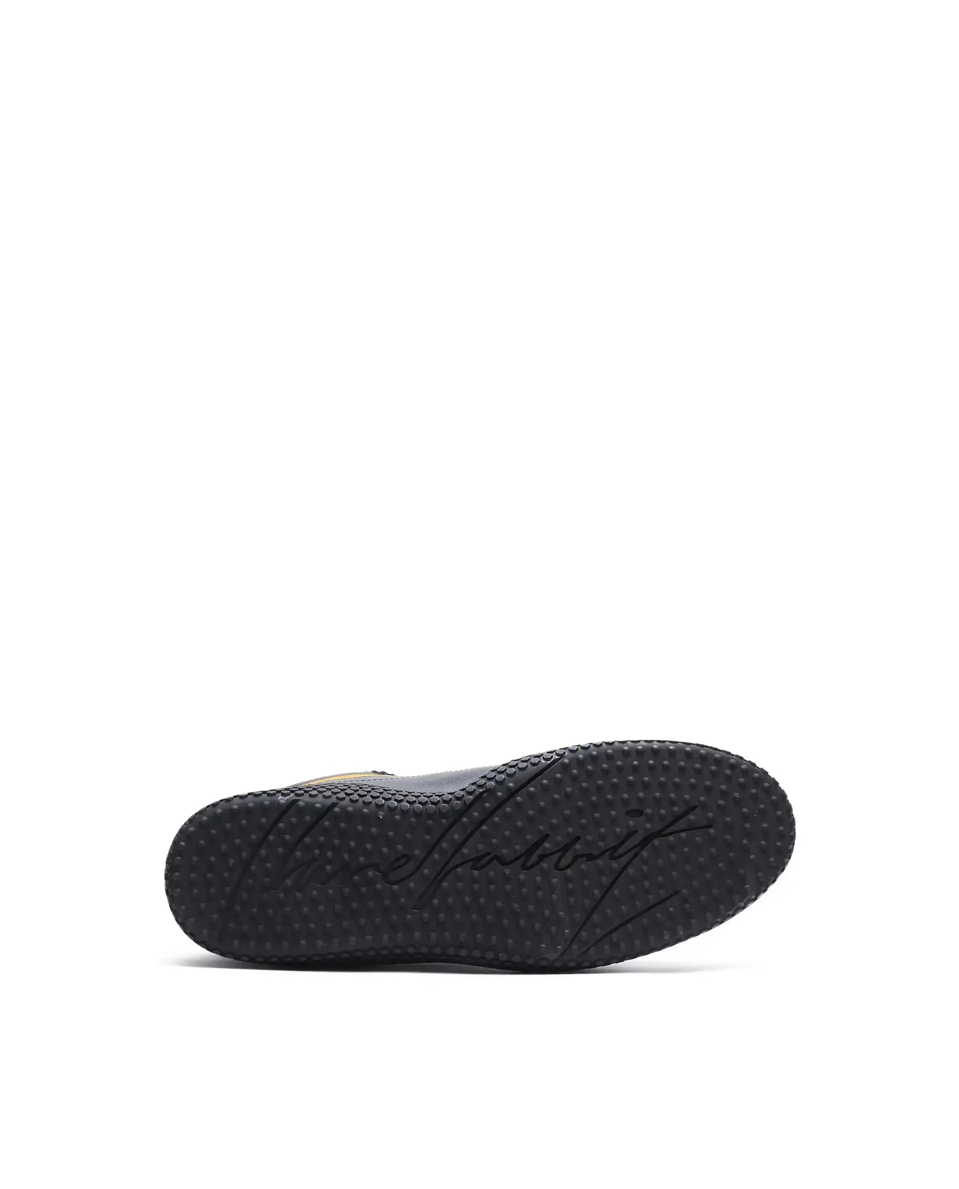 Rare Rabbit Men's Echo Black Micro Leather Sneaker