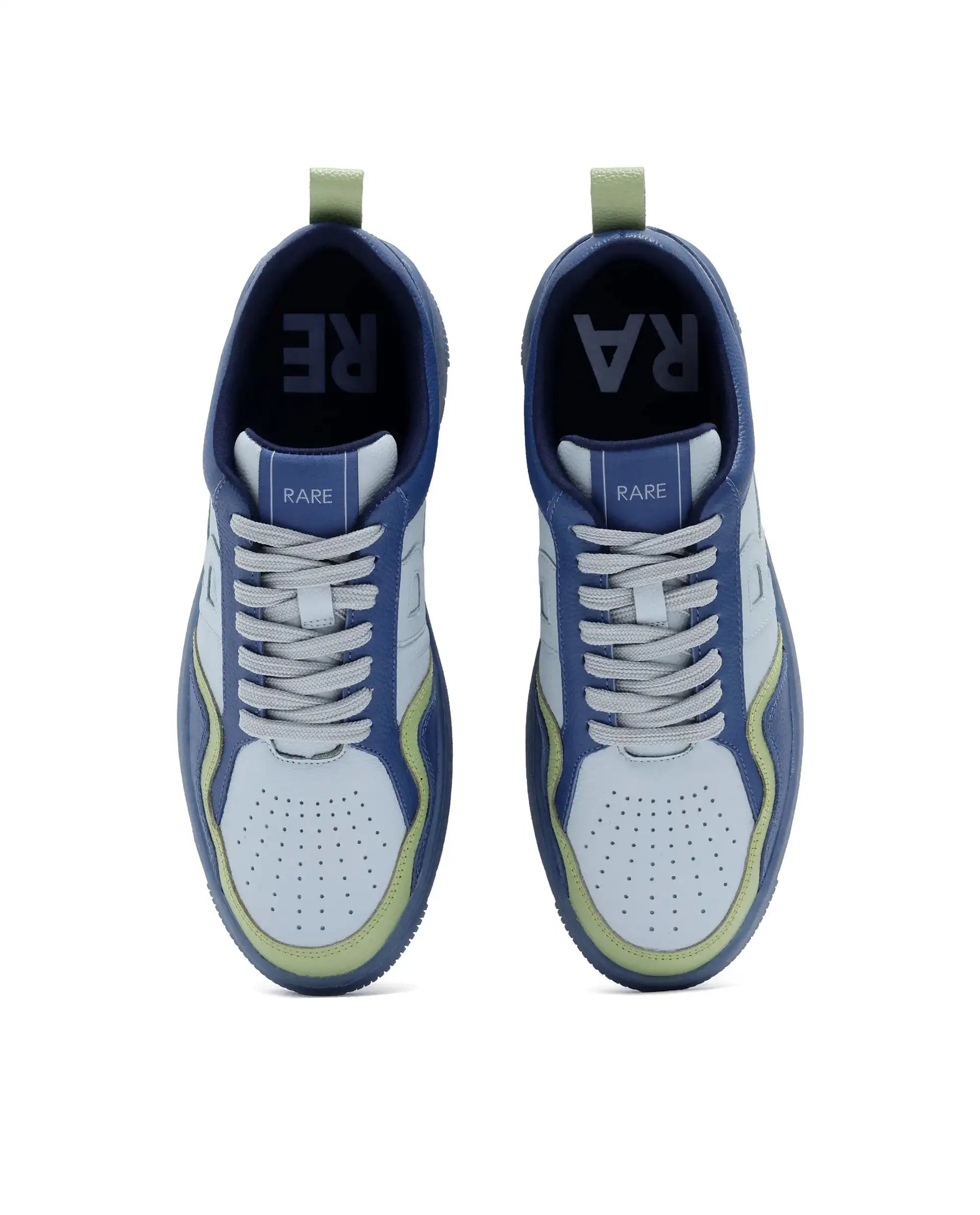 Rare Rabbit Men Edamon Blue Leather Lace-Up Sneaker