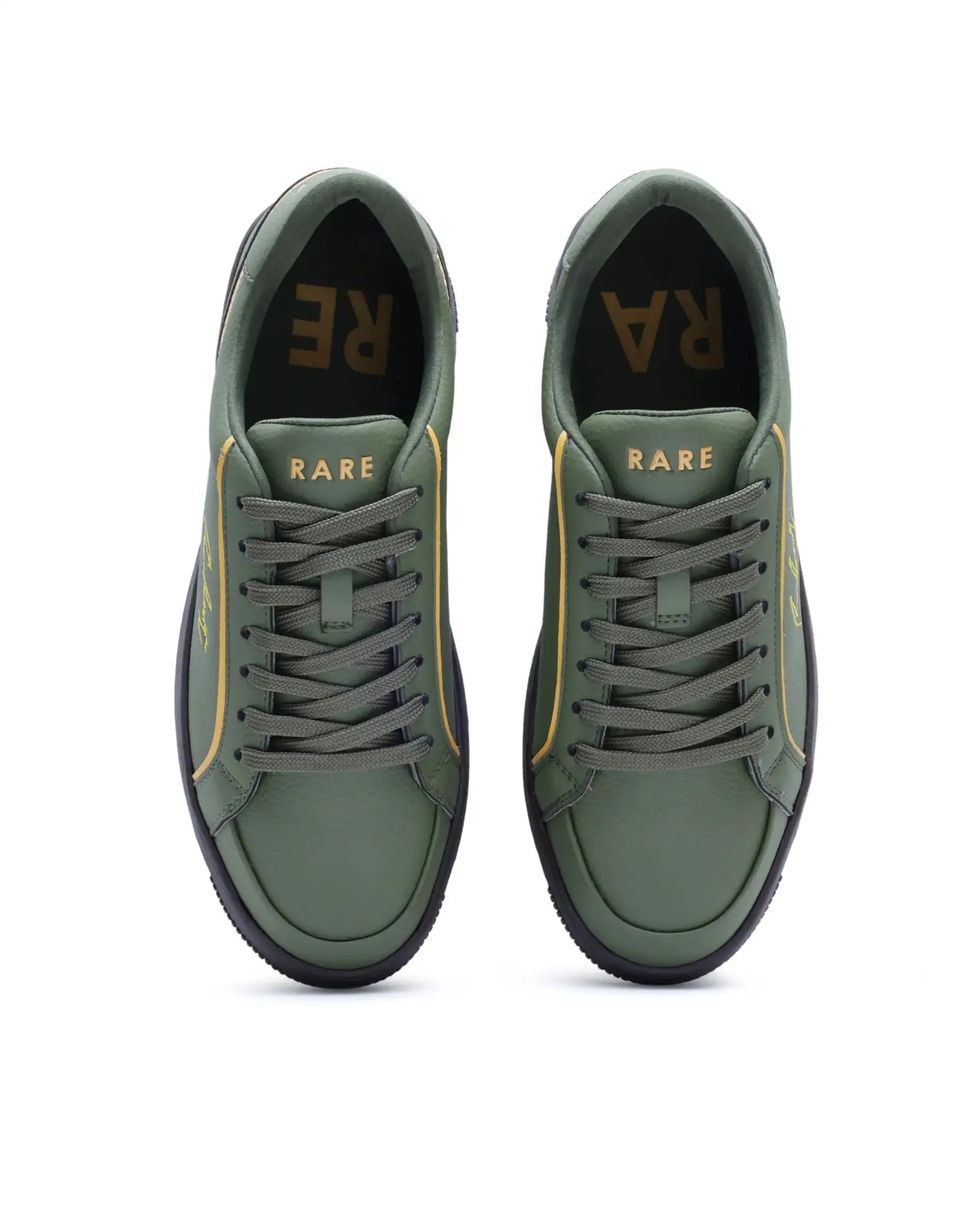Rare Rabbit Men's Elleo Olive Micro Leather Sneaker